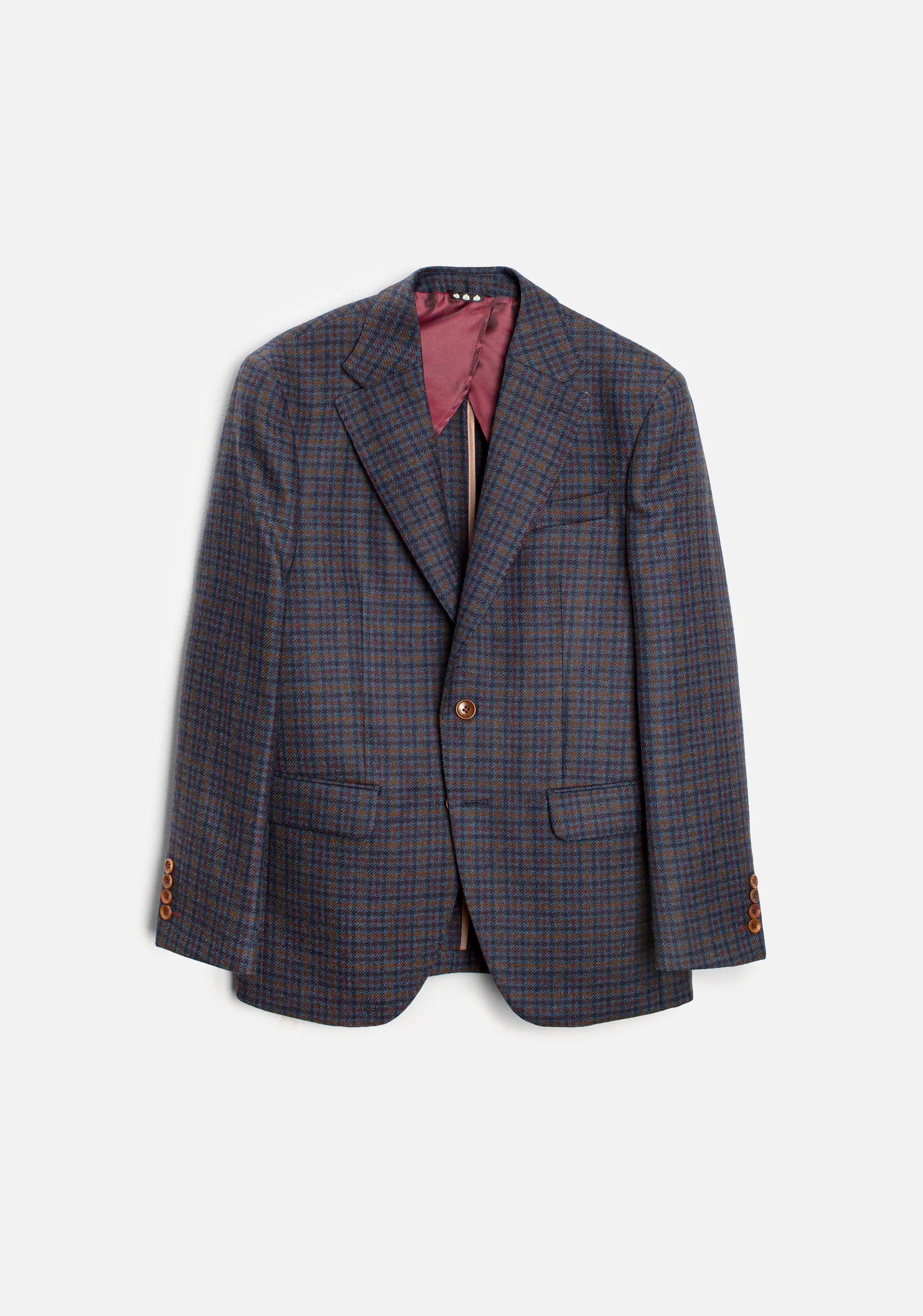 Saco H Poet Lana Cuadros Azul Med