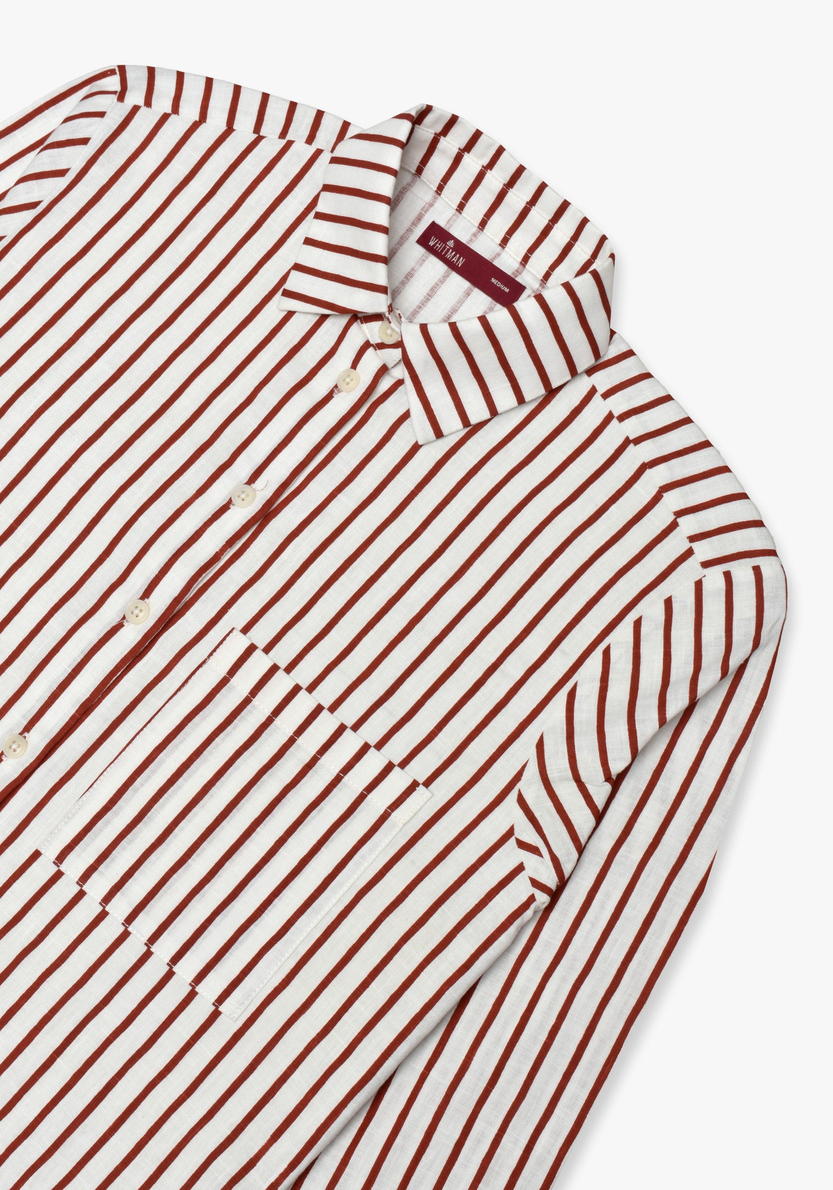 Blusa Clasica Bolsillo Lineas Vino