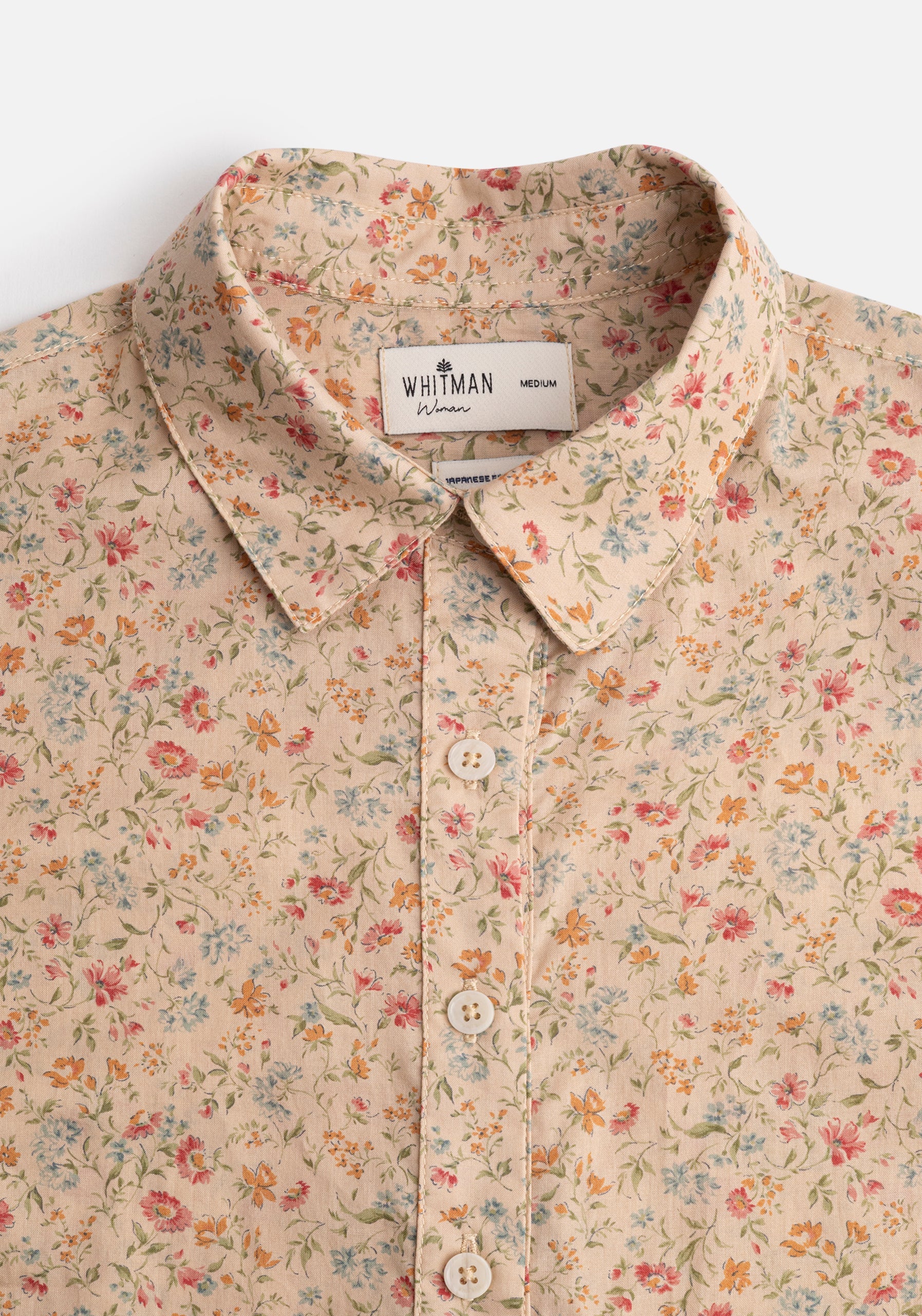 Camisa Allegra Fd. Beige Est. Flor Roja