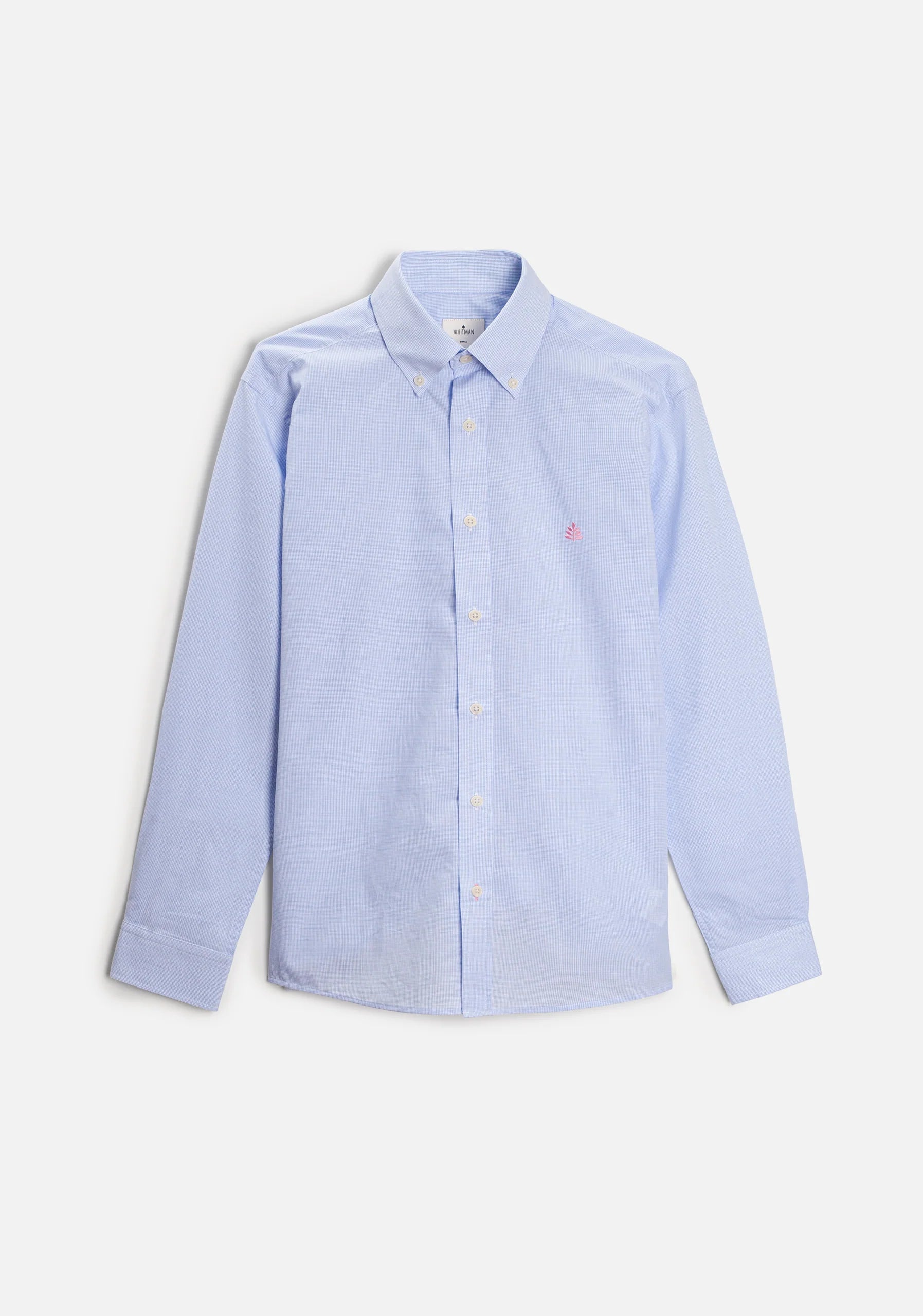 Camisa Cuadros Pequeños Azul - Blanco Cuello Button Down L-Ros