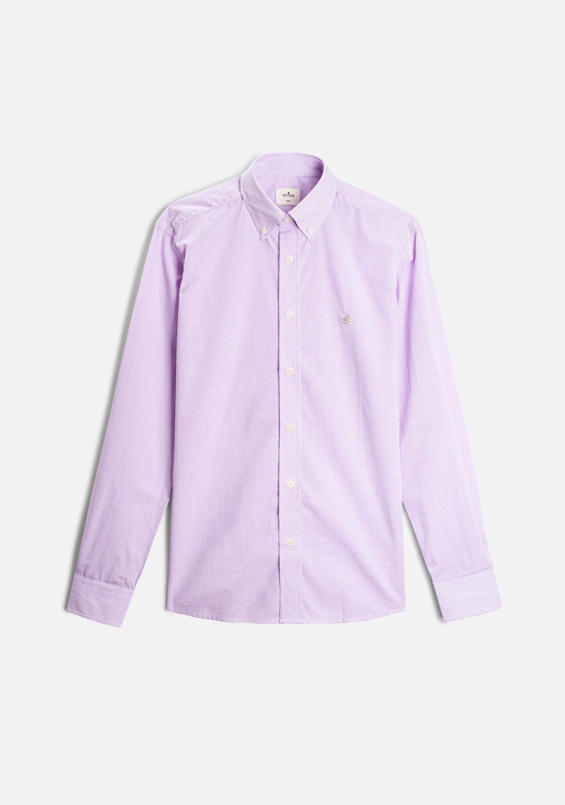 Camisa Cuadros Pequeños Lila - Blanco Cuello Button Down L-Mar