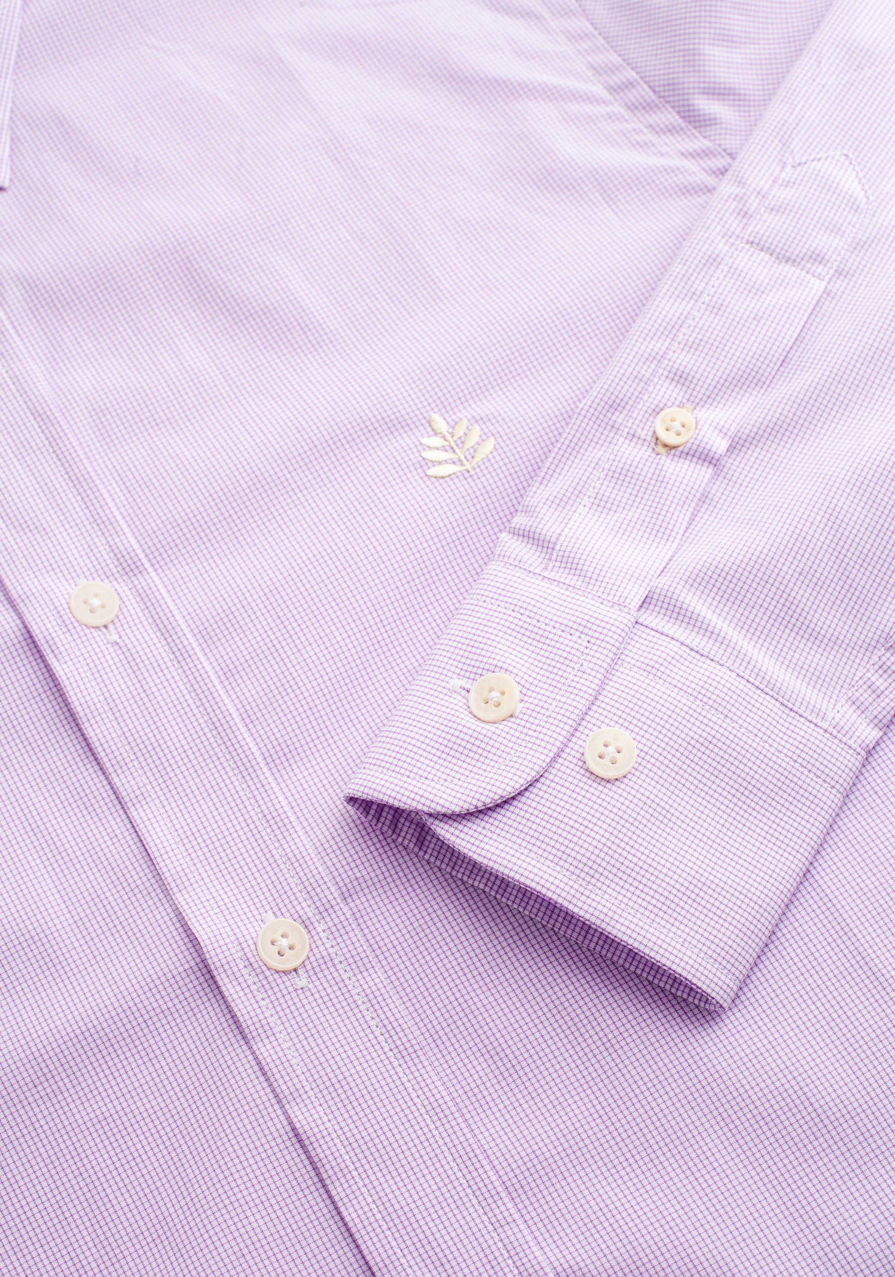 Camisa Cuadros Pequeños Lila - Blanco Cuello Button Down L-Mar