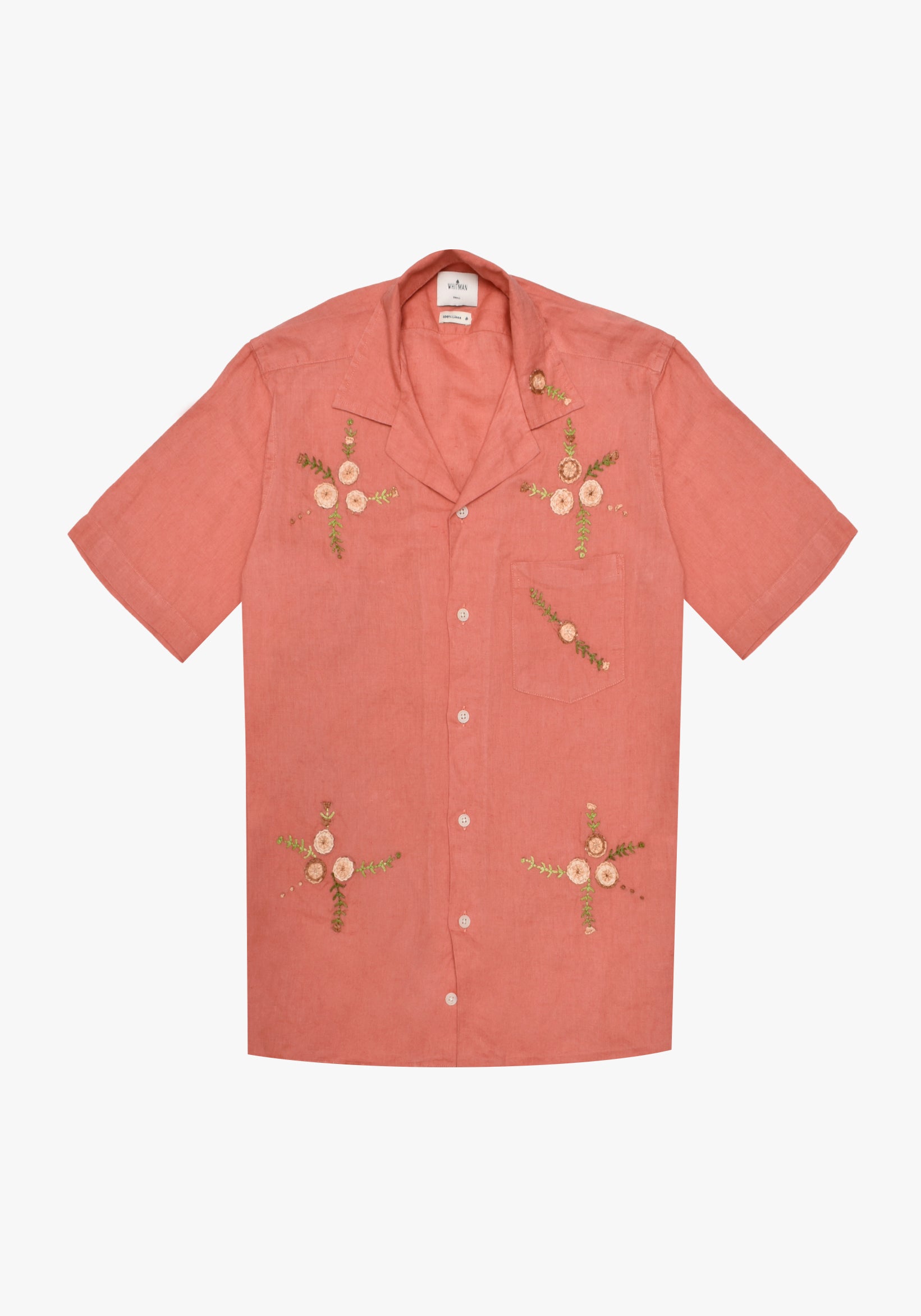 Camisa Cubana Lino Bordado Art. Salmon