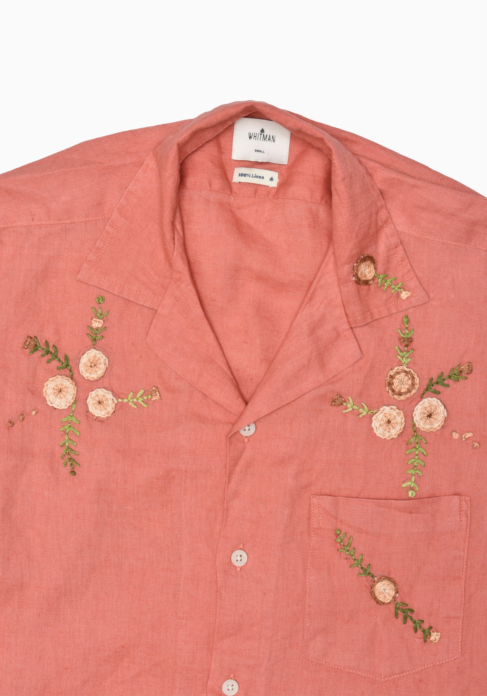 Camisa Cubana Lino Bordado Art. Salmon