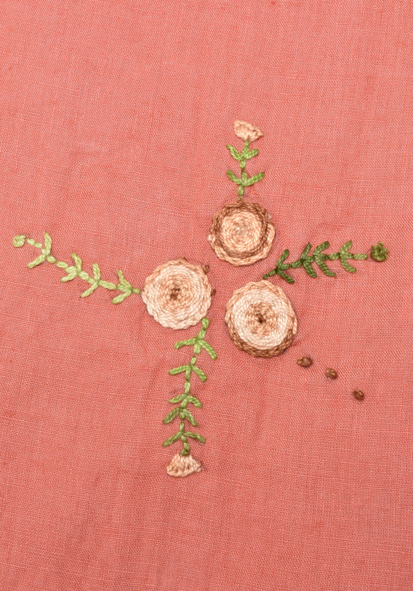 Camisa Cubana Lino Bordado Art. Salmon