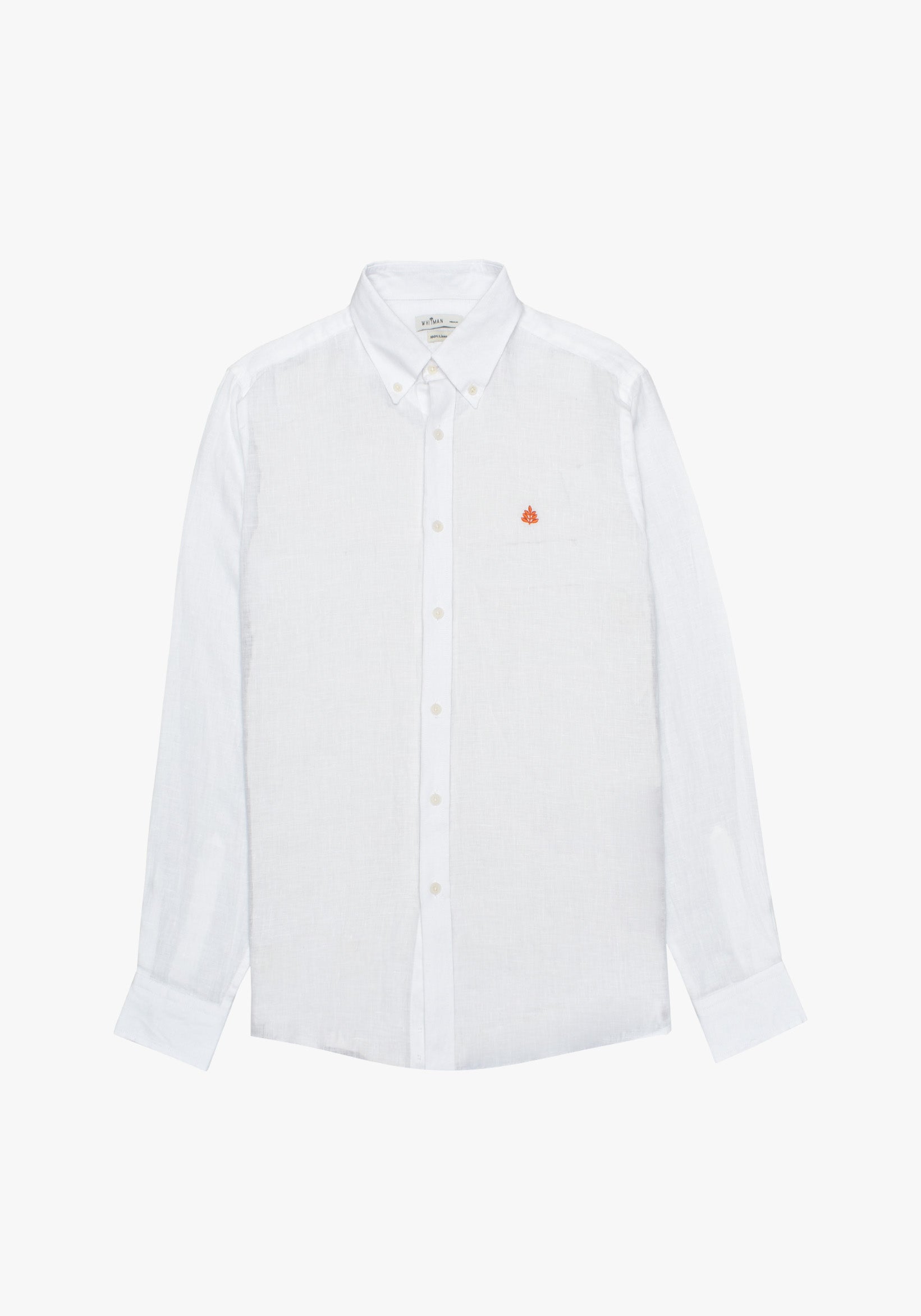 Camisa Lino Cuello Button Down Blanco L-Nar