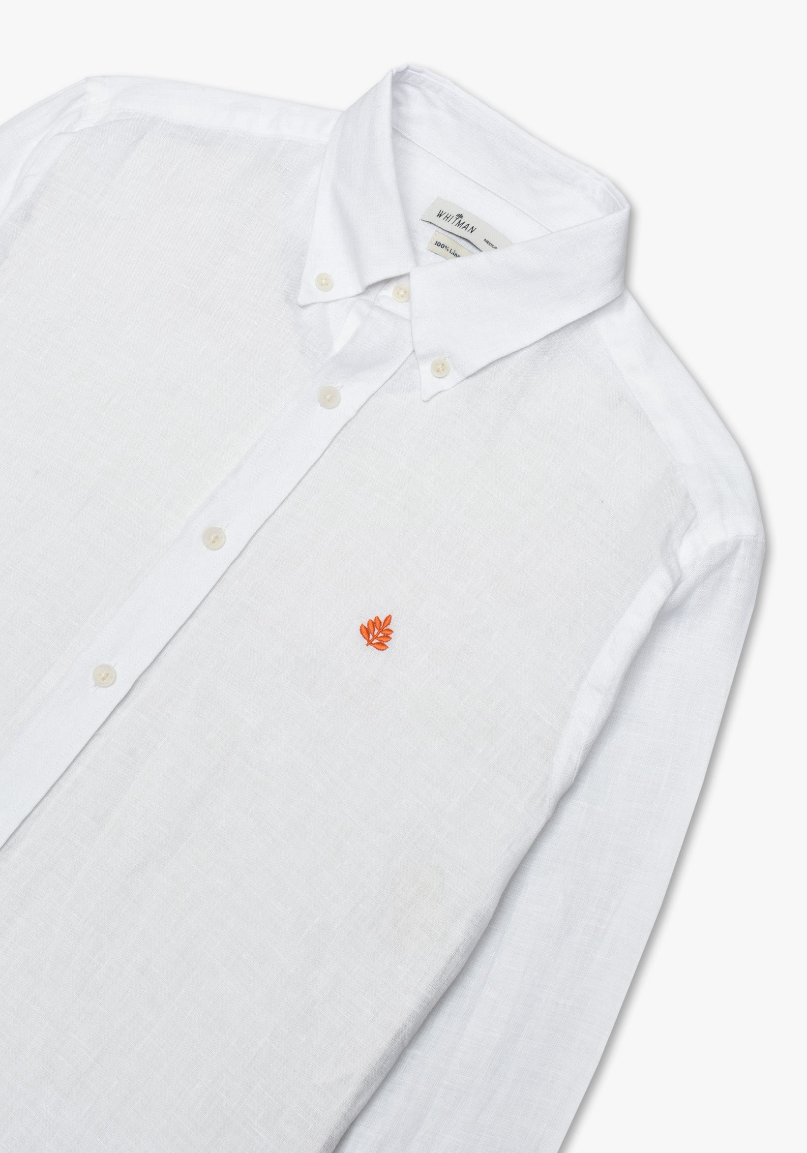 Camisa Lino Cuello Button Down Blanco L-Nar