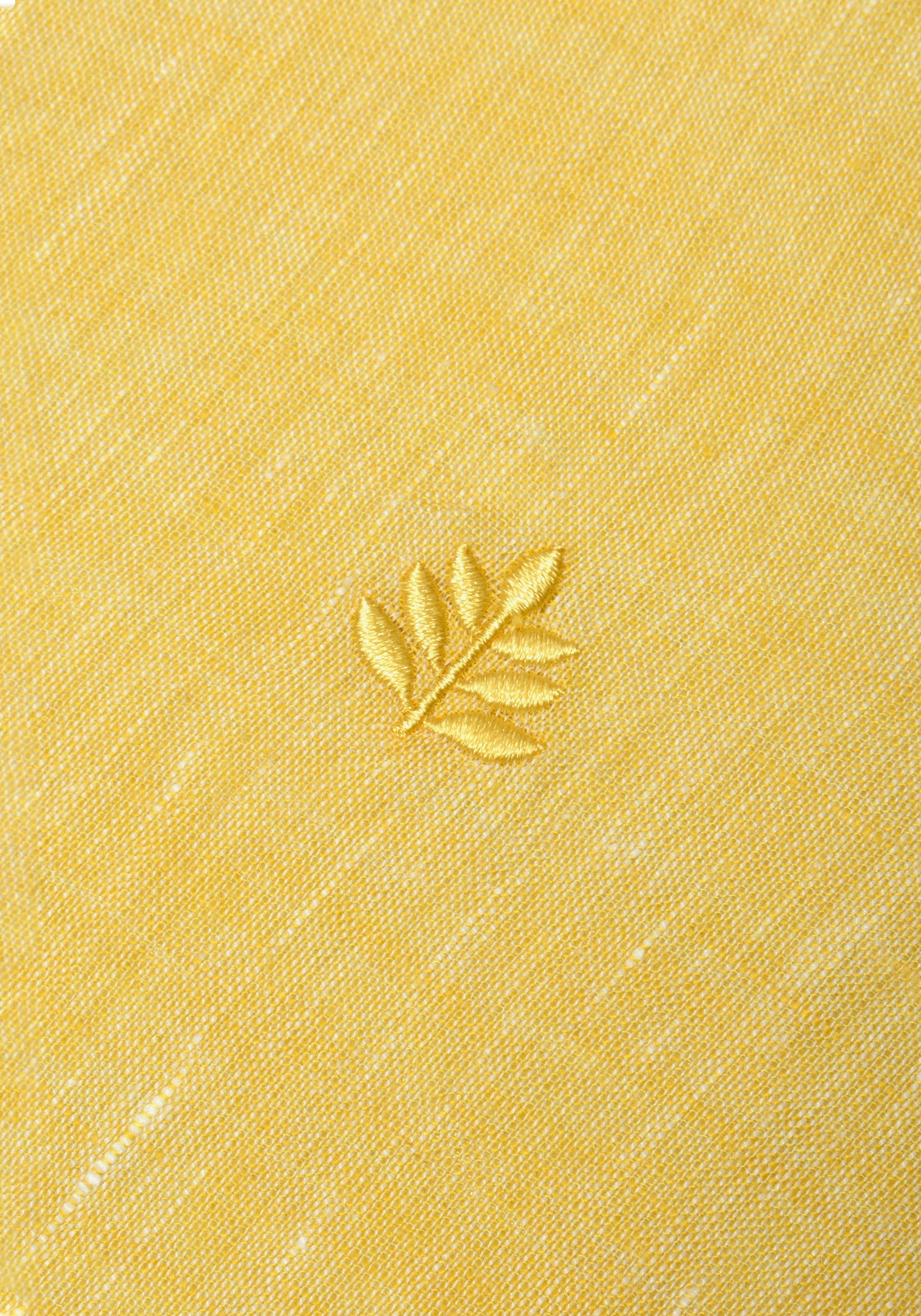 Camisa Lino Cuello Button Down Amarillo L-Atn