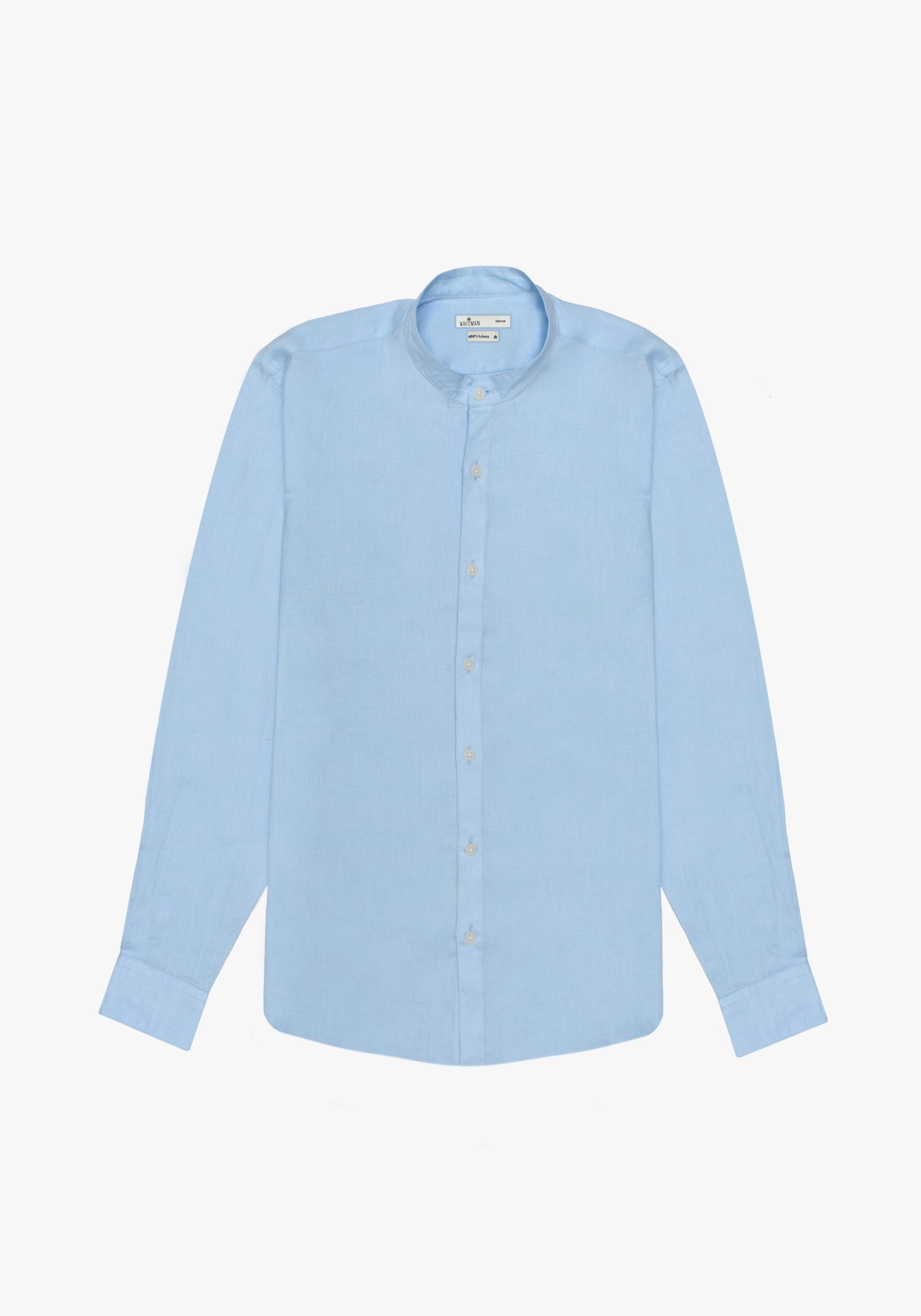 Camisa Lino Cuello Neru Azul Celeste