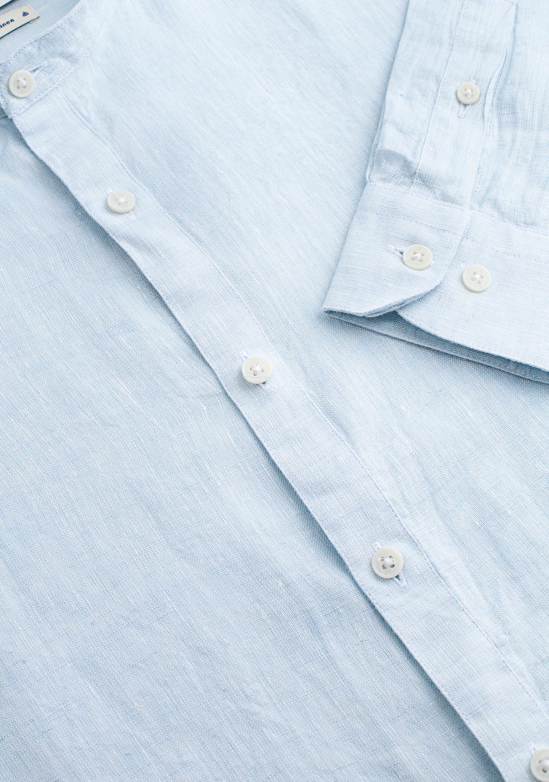 Camisa Lino Cuello Nerú Blanco Azulado