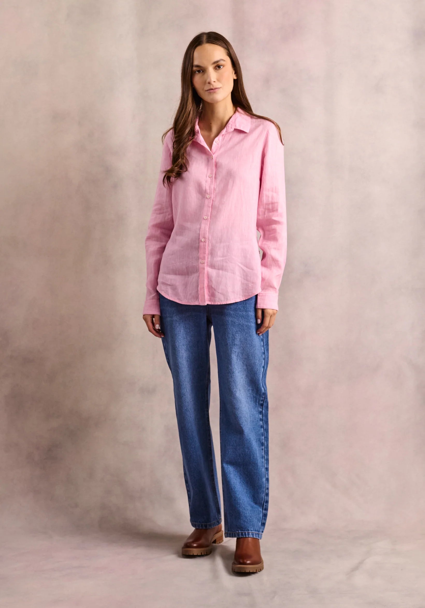 Camisa Bruna Lino Rosado