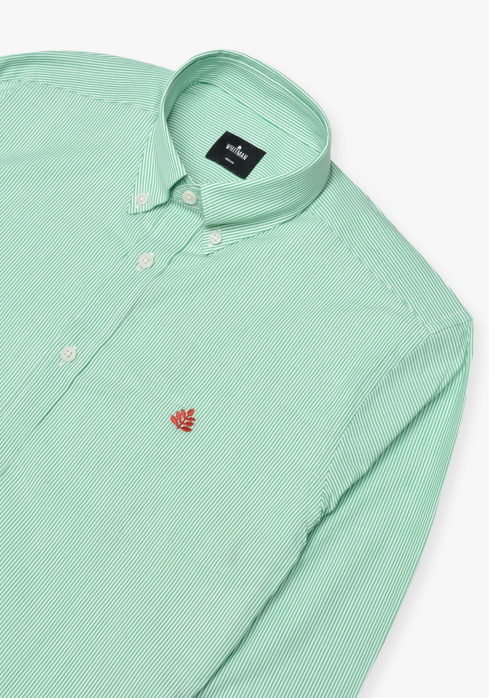 Camisa Whitman Lineas Del. Verde Medio - Blanco