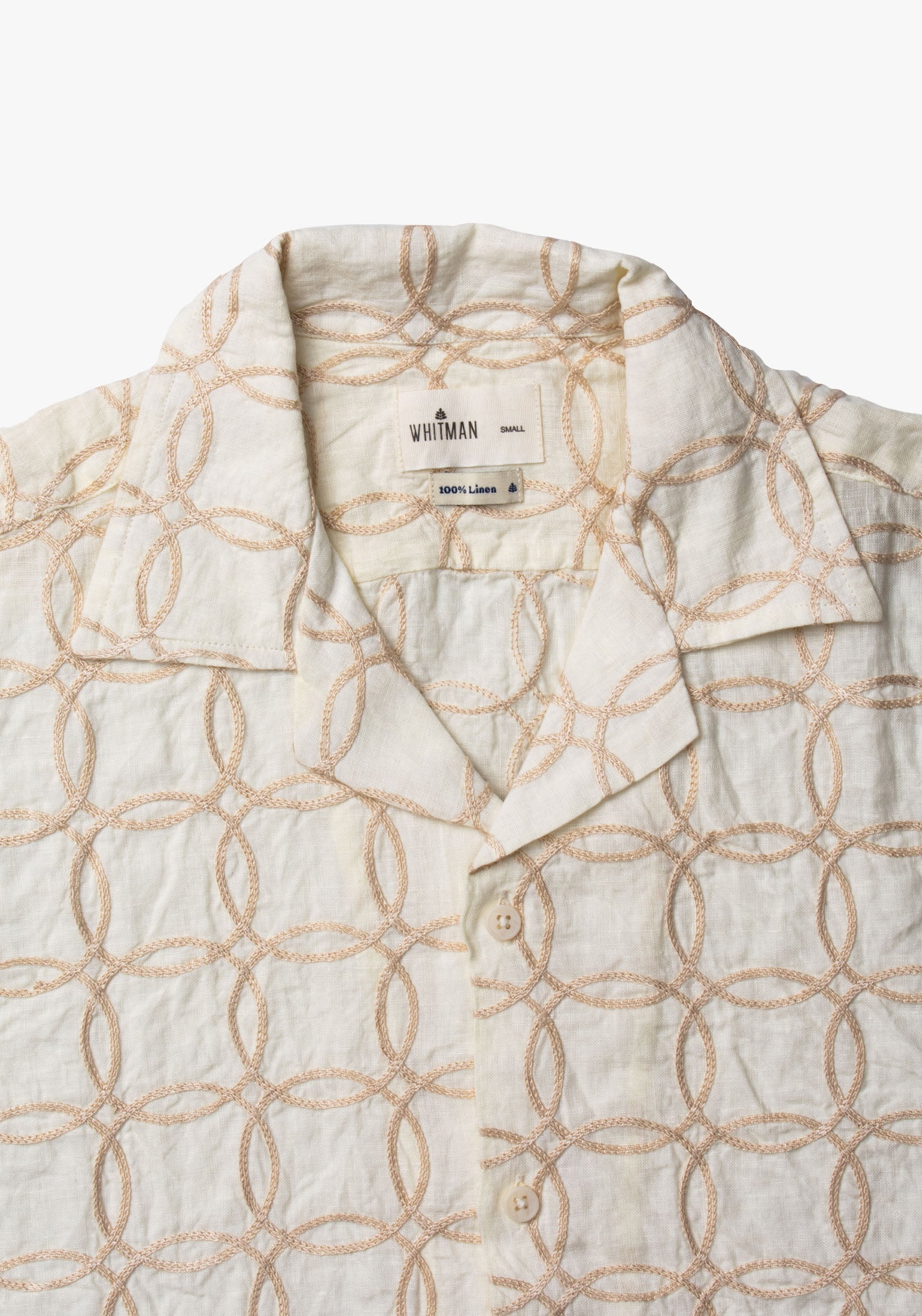 Camisa Cubana Lino Bordado Optico Habano - Beige