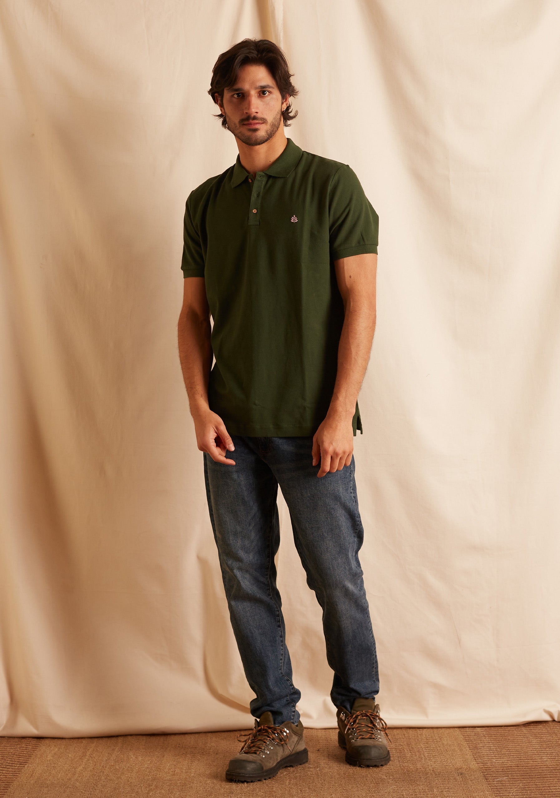 Playera Tipo Polo Verde Oscuro