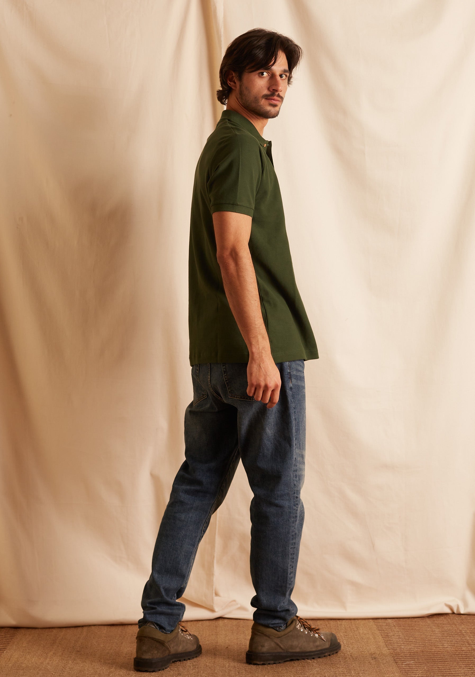 Playera Tipo Polo Verde Oscuro