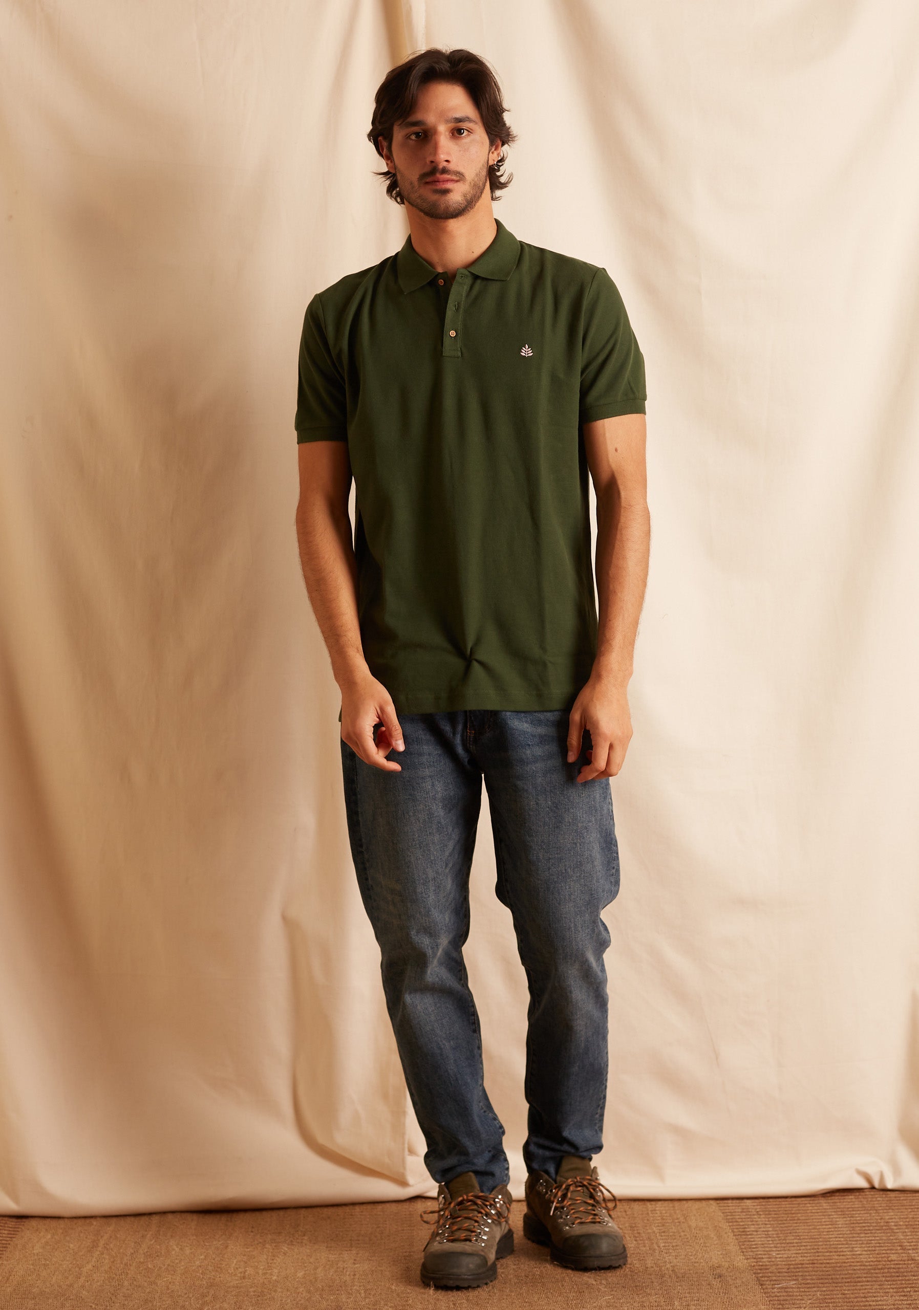 Playera Tipo Polo Verde Oscuro