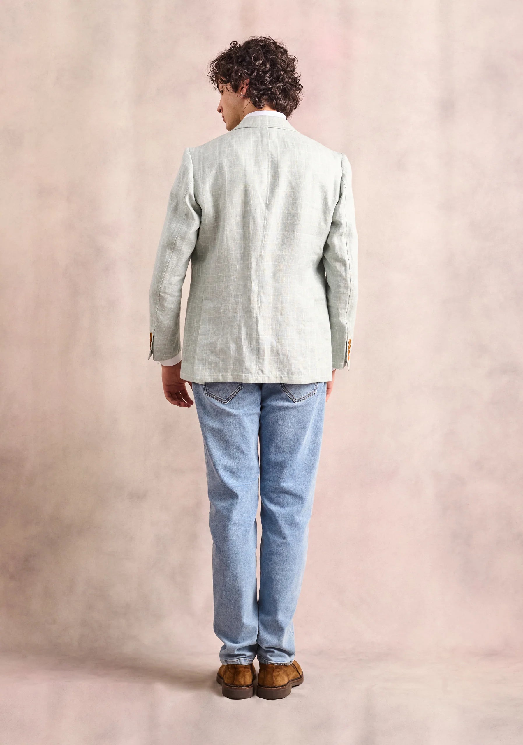 Saco Lino Jaipur Cuadros Verde Menta