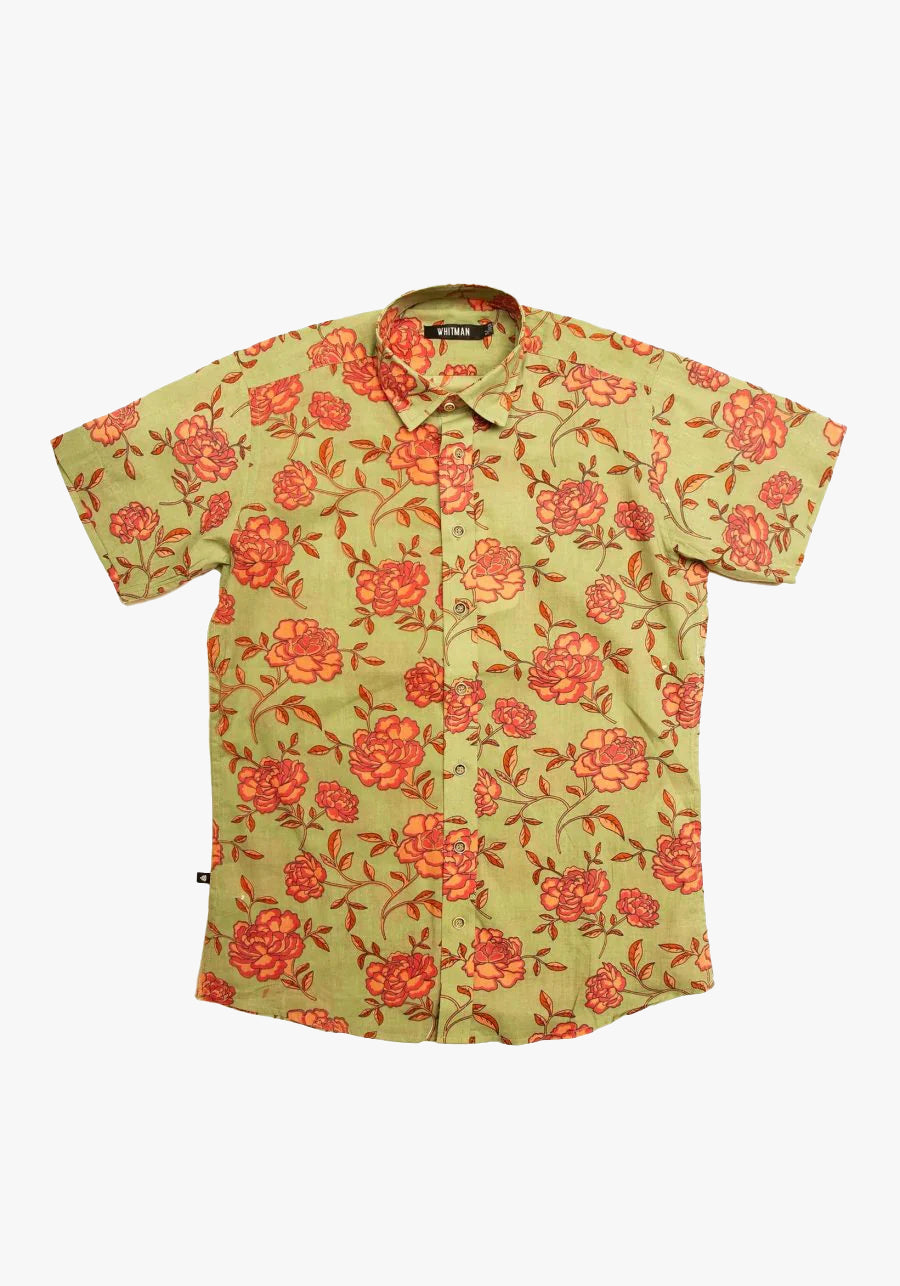 Camisa Bangalore Flores Verde/Rojo