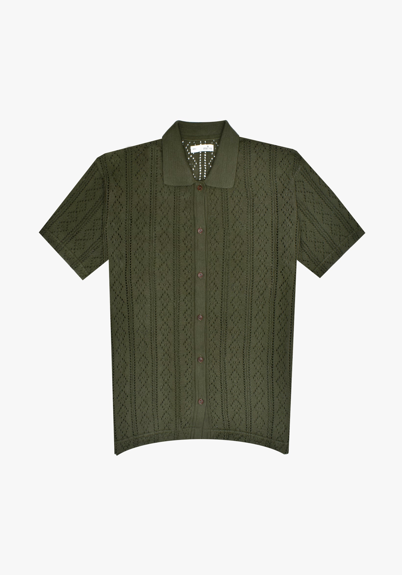 Camisa Cubana Tejida Abierta Verde