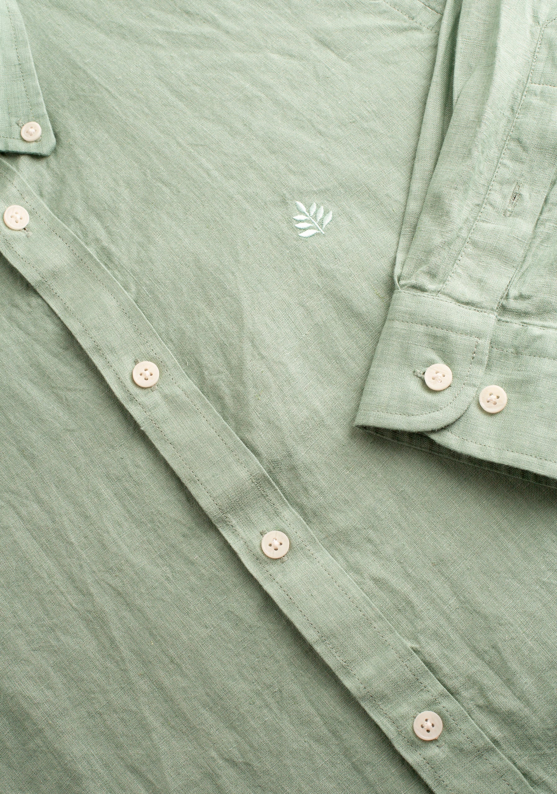 Camisa H CBD Lino Unicolor Verde Med L-Atn