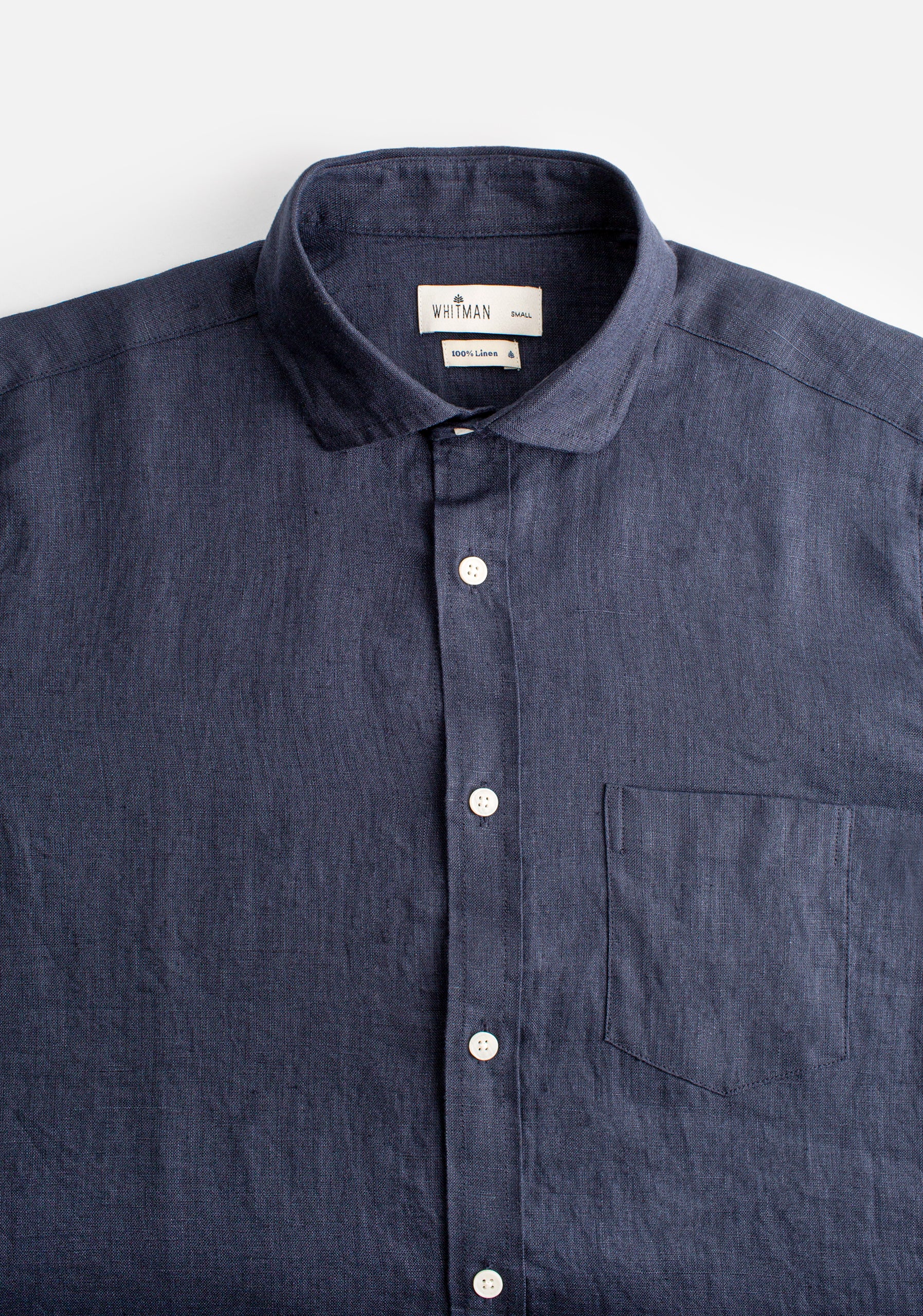Camisa H Lino Unicolor Azul Osc.