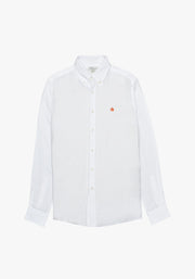 Camisa Lino Cuello Button Down Blanco L-Nar