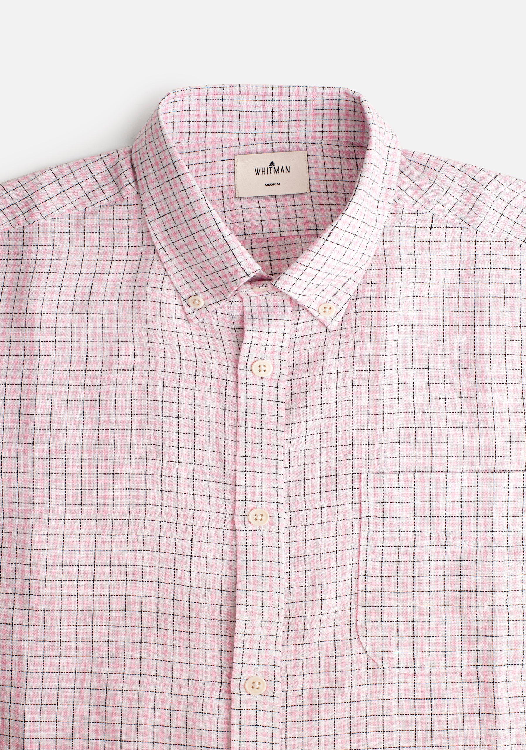 Camisa Lino Cbd Cuadros Blanco - Rosado - Negro