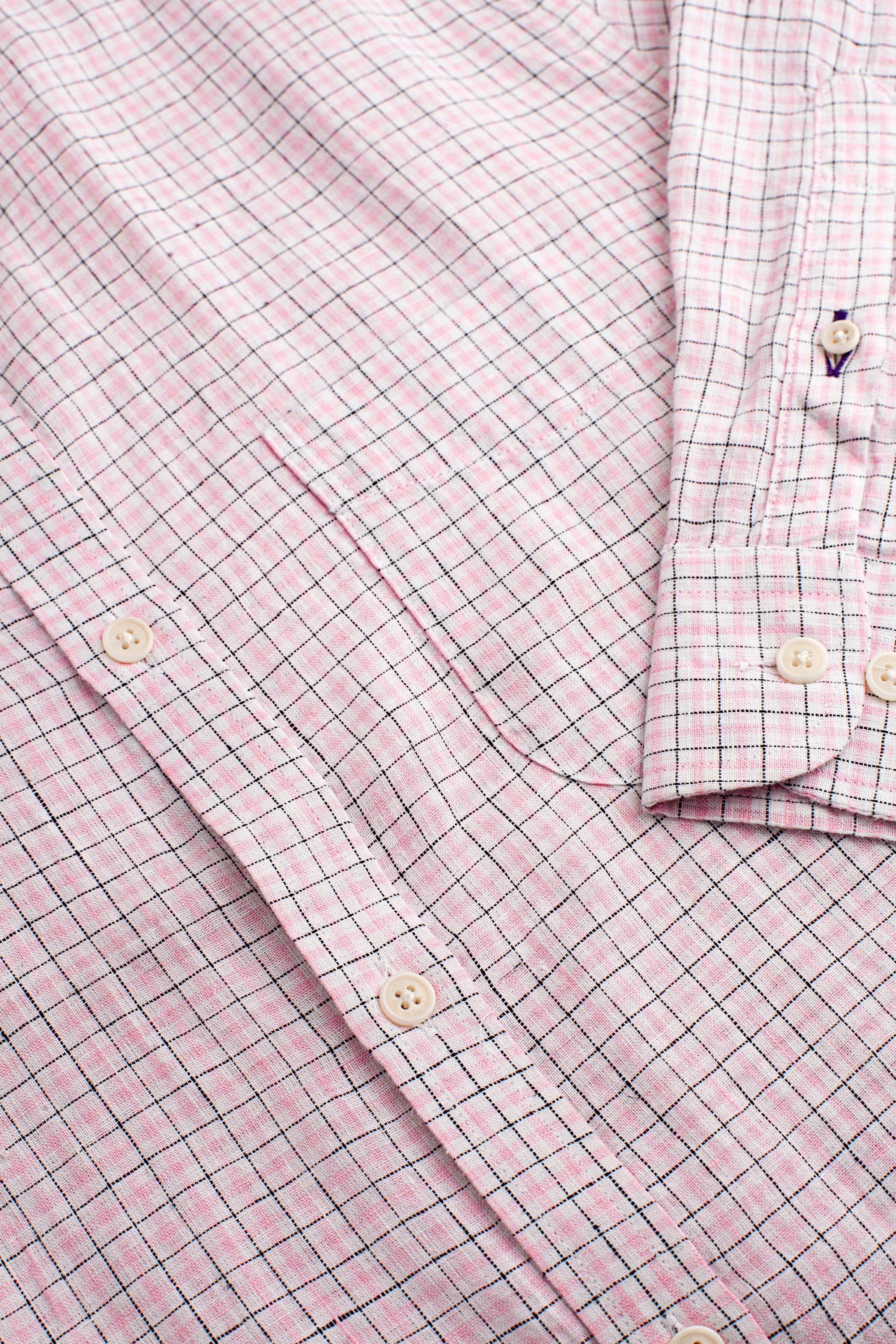 Camisa Lino Cbd Cuadros Blanco - Rosado - Negro