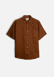 Camisa H Harlem Lino APL. Bord. Tabaco