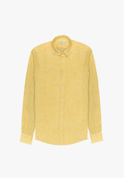 Camisa Lino Cuello Button Down Amarillo L-Atn