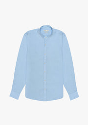 Camisa Lino Cuello Neru Azul Celeste