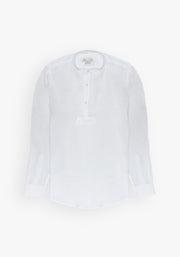 Camisa Lino Cuello Nerú Tres Bot. Blanco