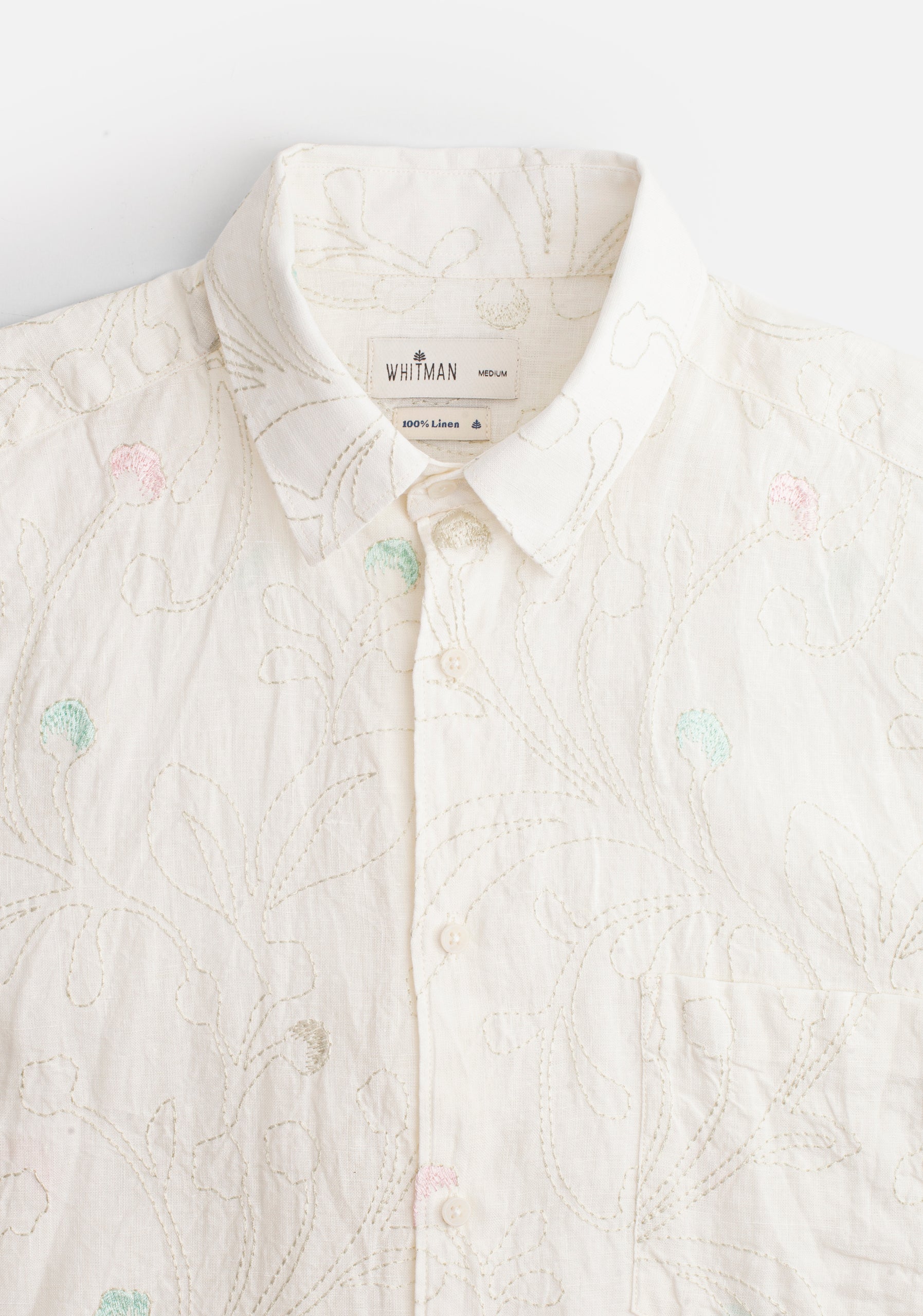 Camisa Lino Harlem Bordado Marfil
