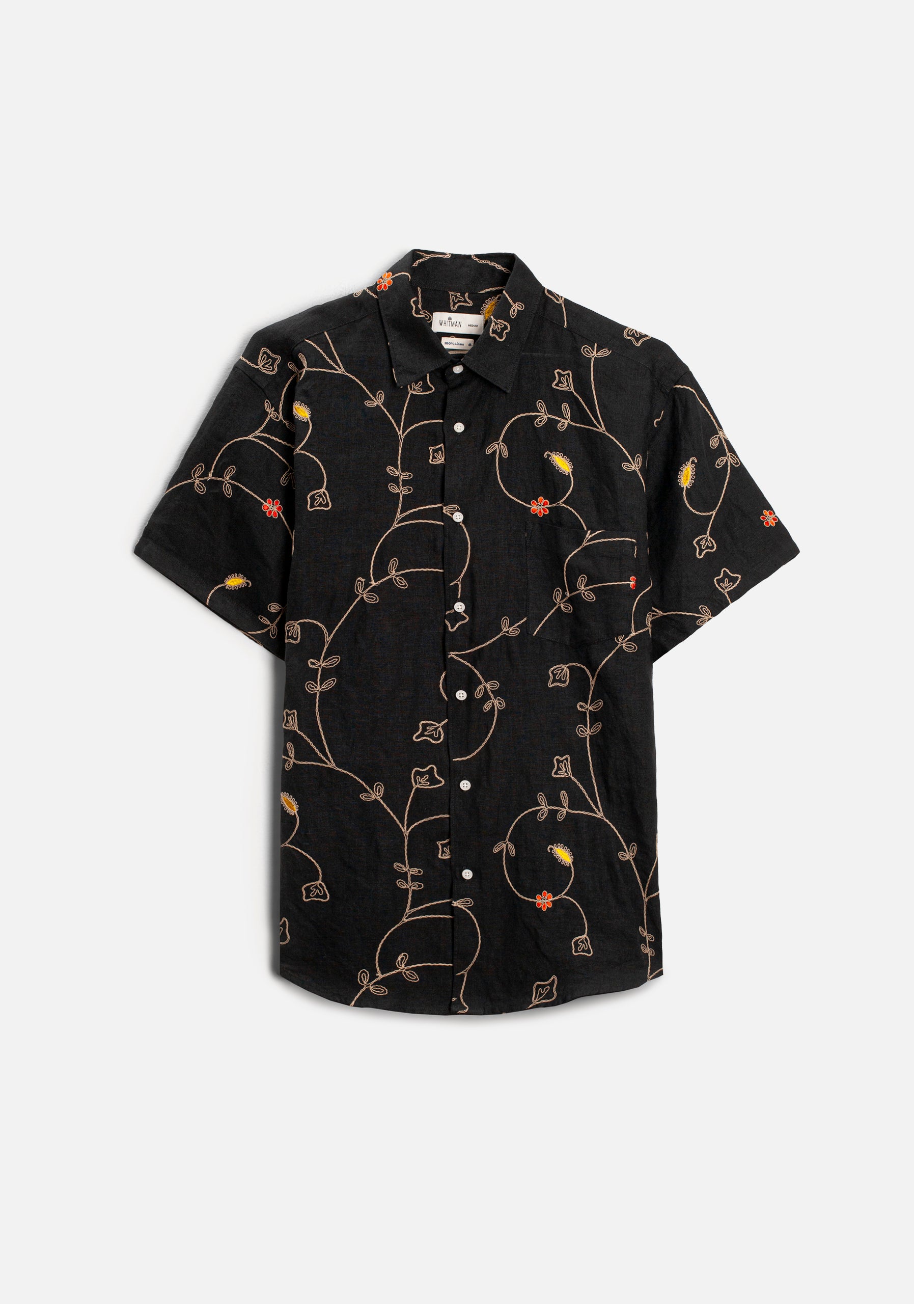 Camisa Lino Harlem Bordado Negro
