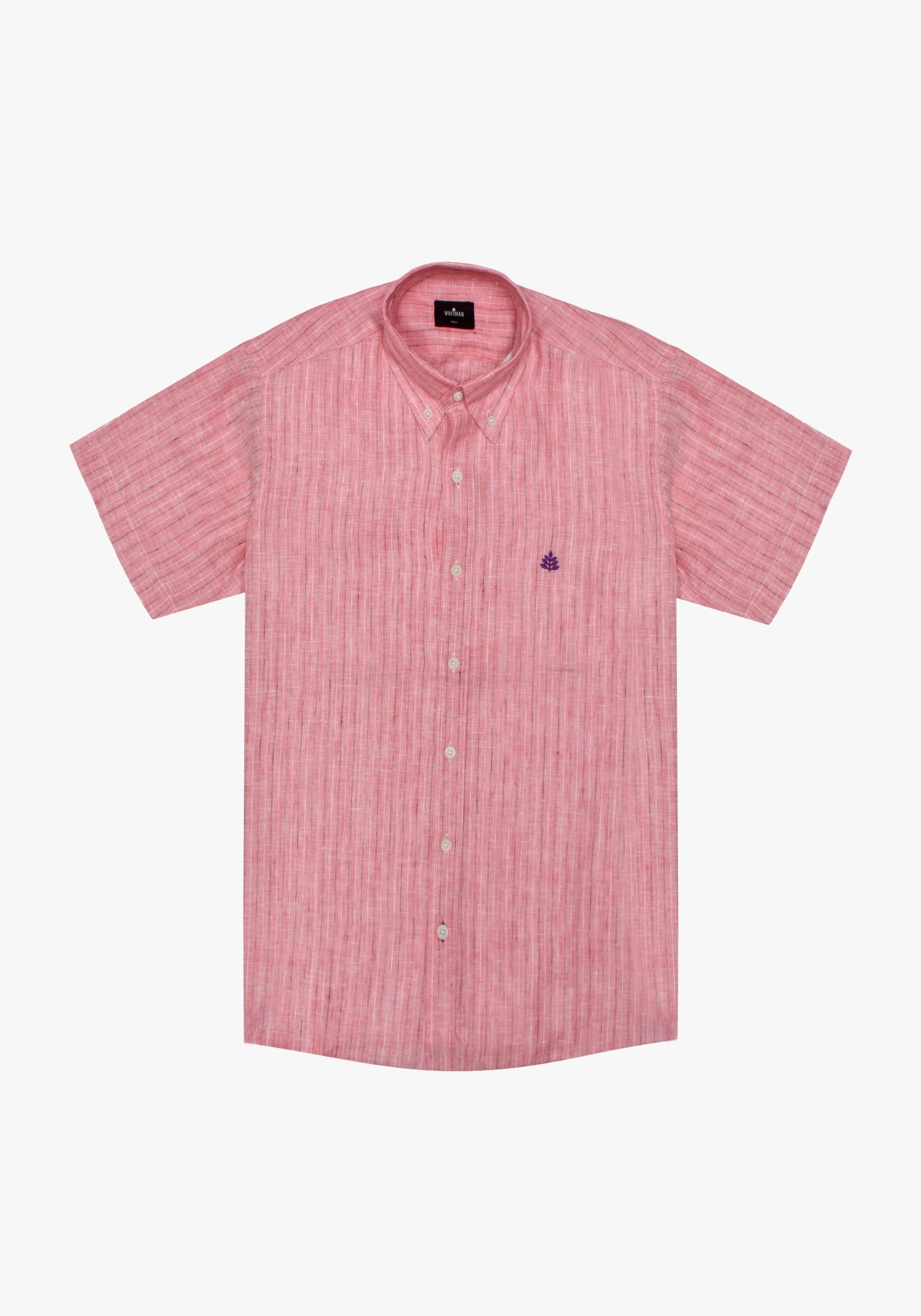 Camisa Lino Mc - Cbd Salmon Lineas Negro - Blanco