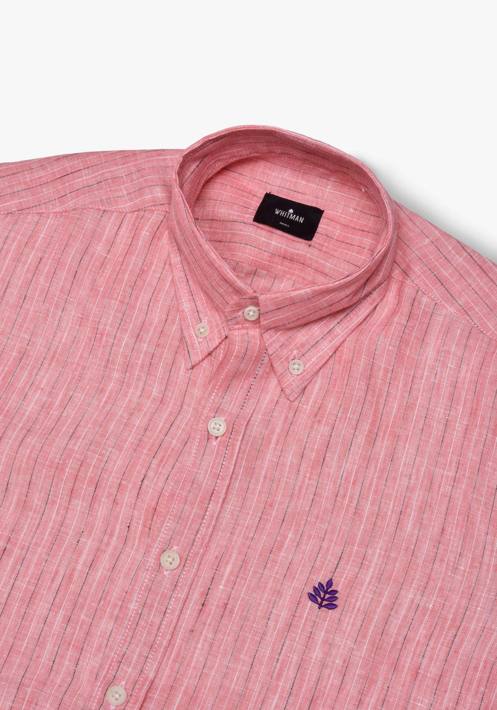 Camisa Lino Mc - Cbd Salmon Lineas Negro - Blanco