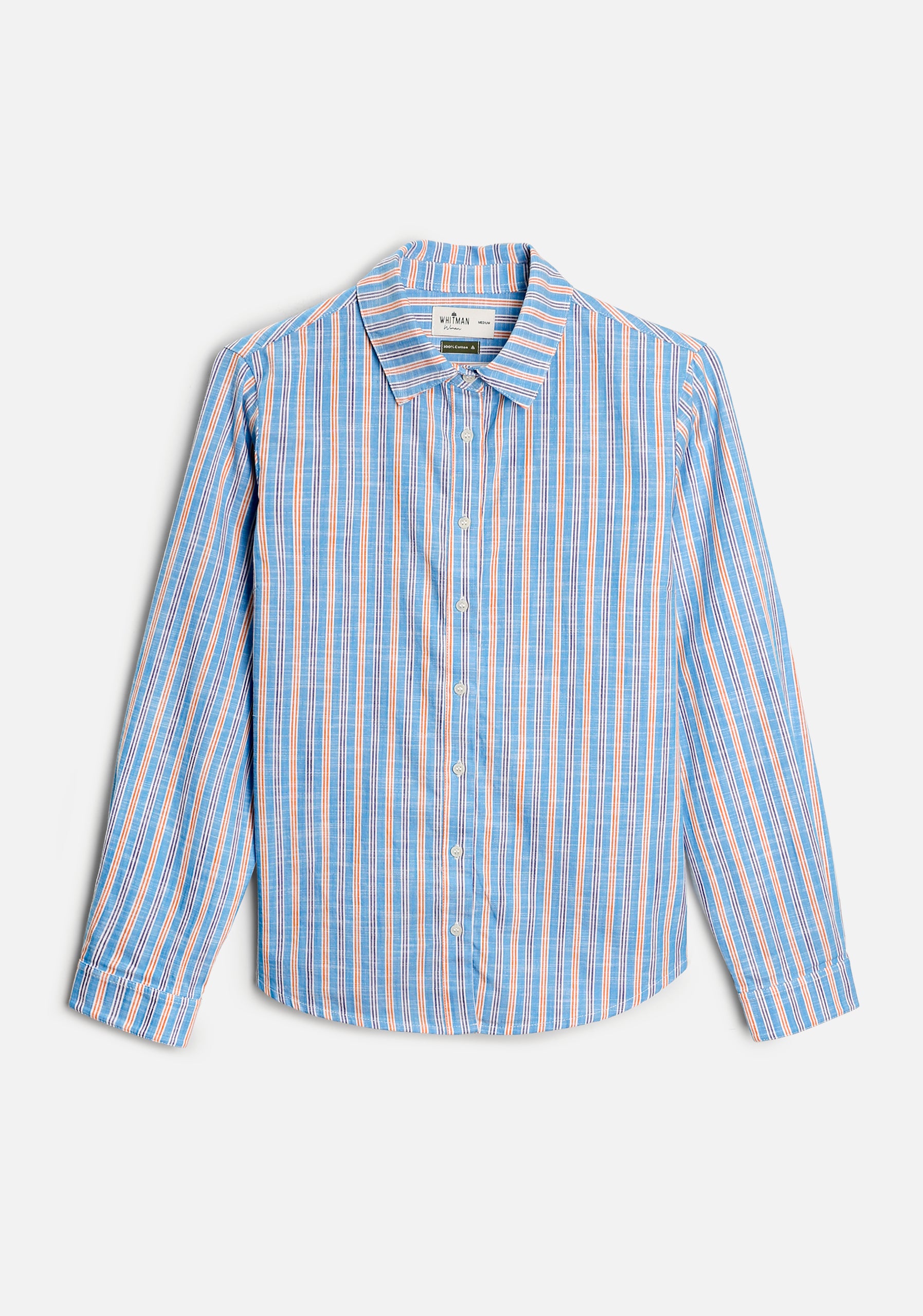 Camisa M Ciara Rayas Azul Med - Naranja