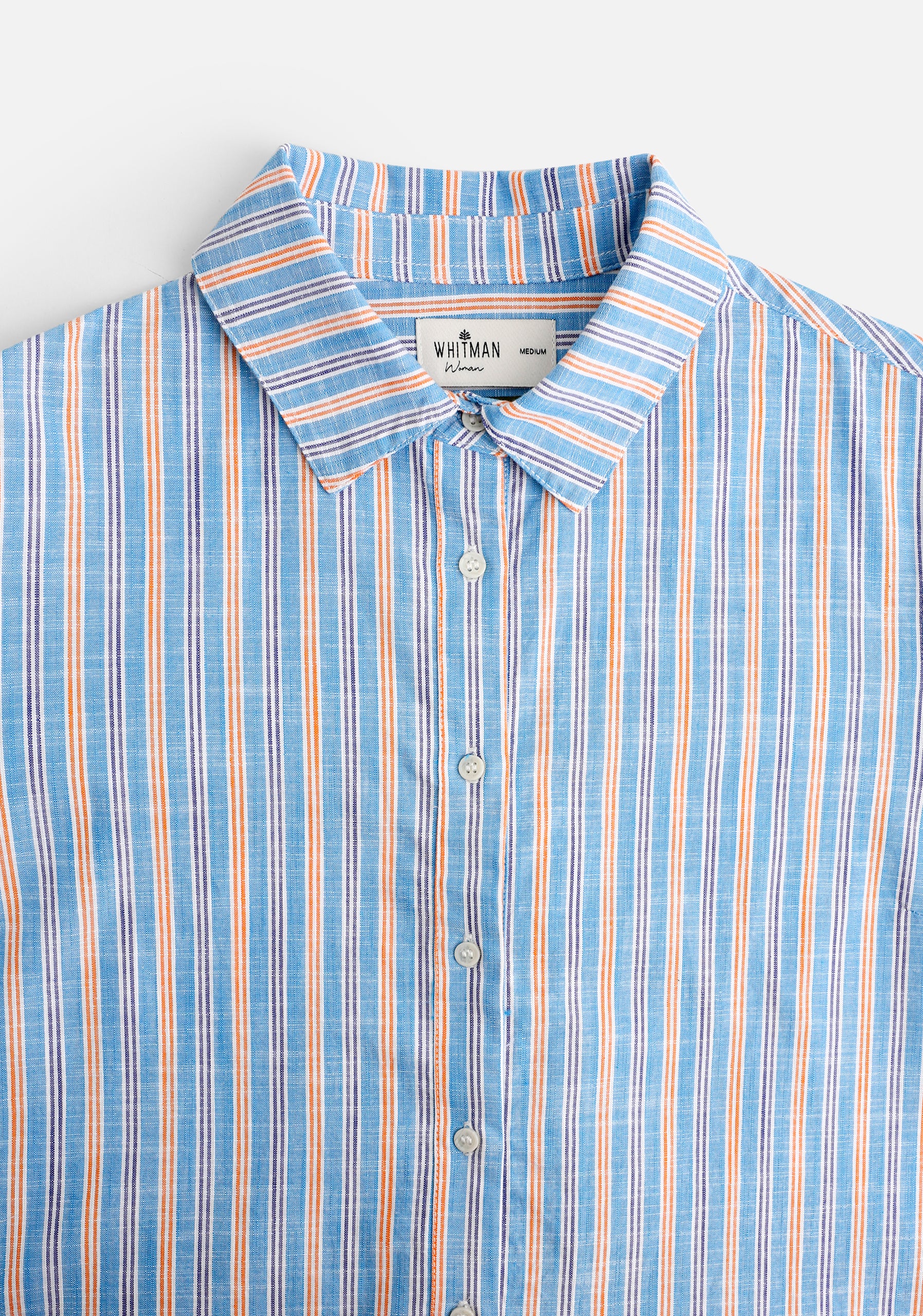 Camisa M Ciara Rayas Azul Med - Naranja