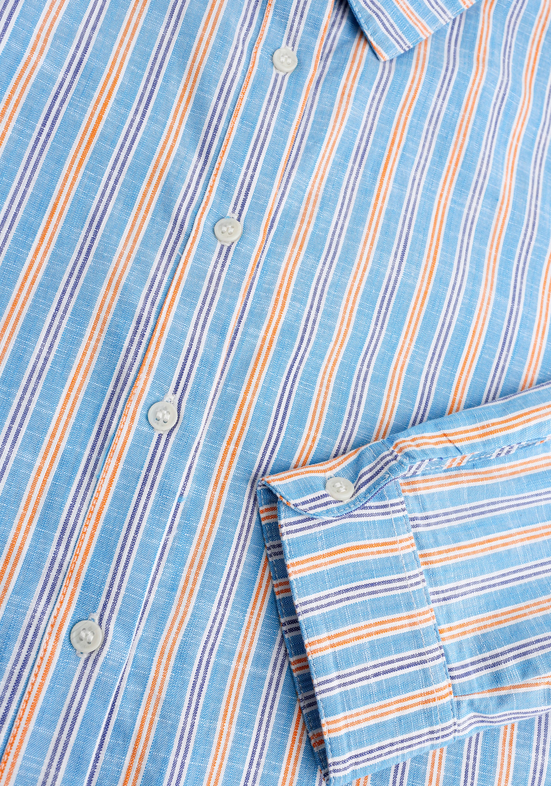 Camisa M Ciara Rayas Azul Med - Naranja