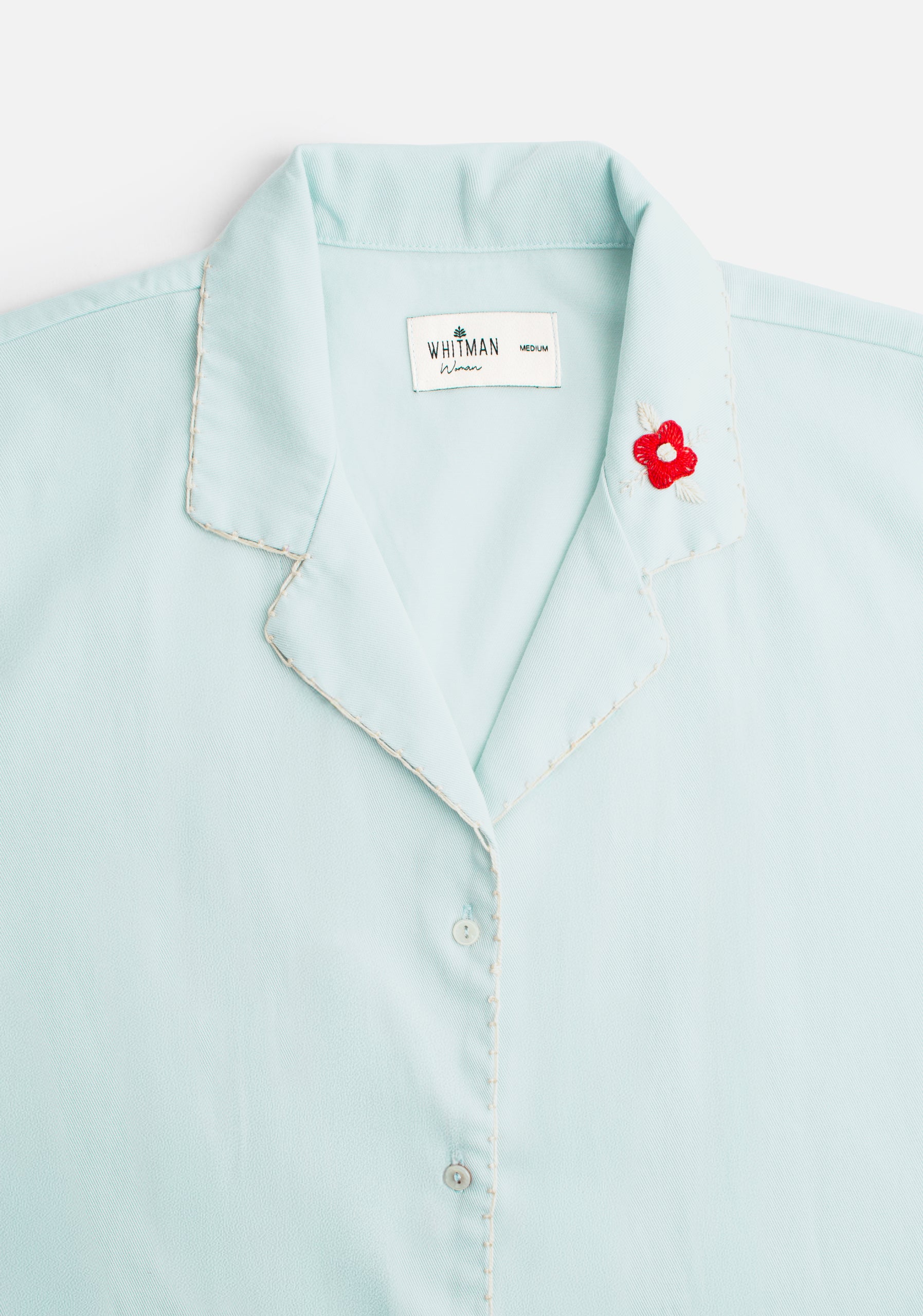 Camisa M Pavia APL. Bord. Cubana Azul Claro