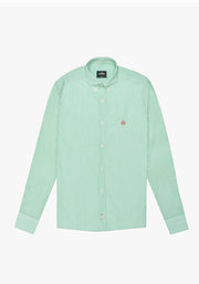 Camisa Whitman Líneas Verde Medio - Blanco Cuello Button Down