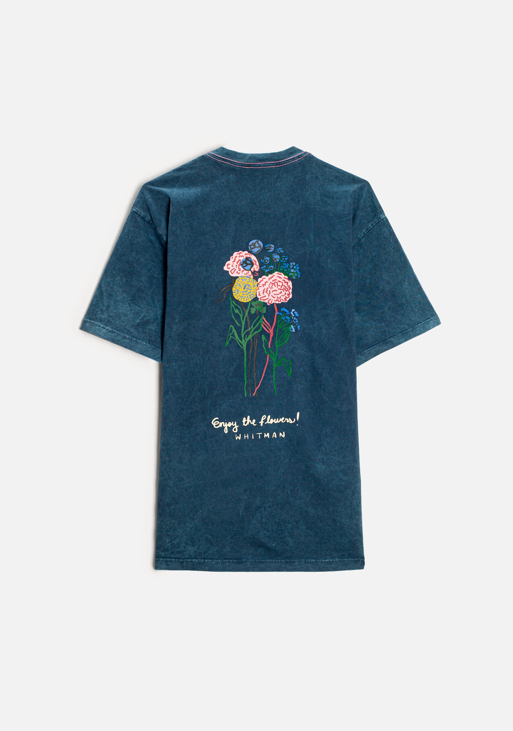 Playera H Botánico Azul Estampada