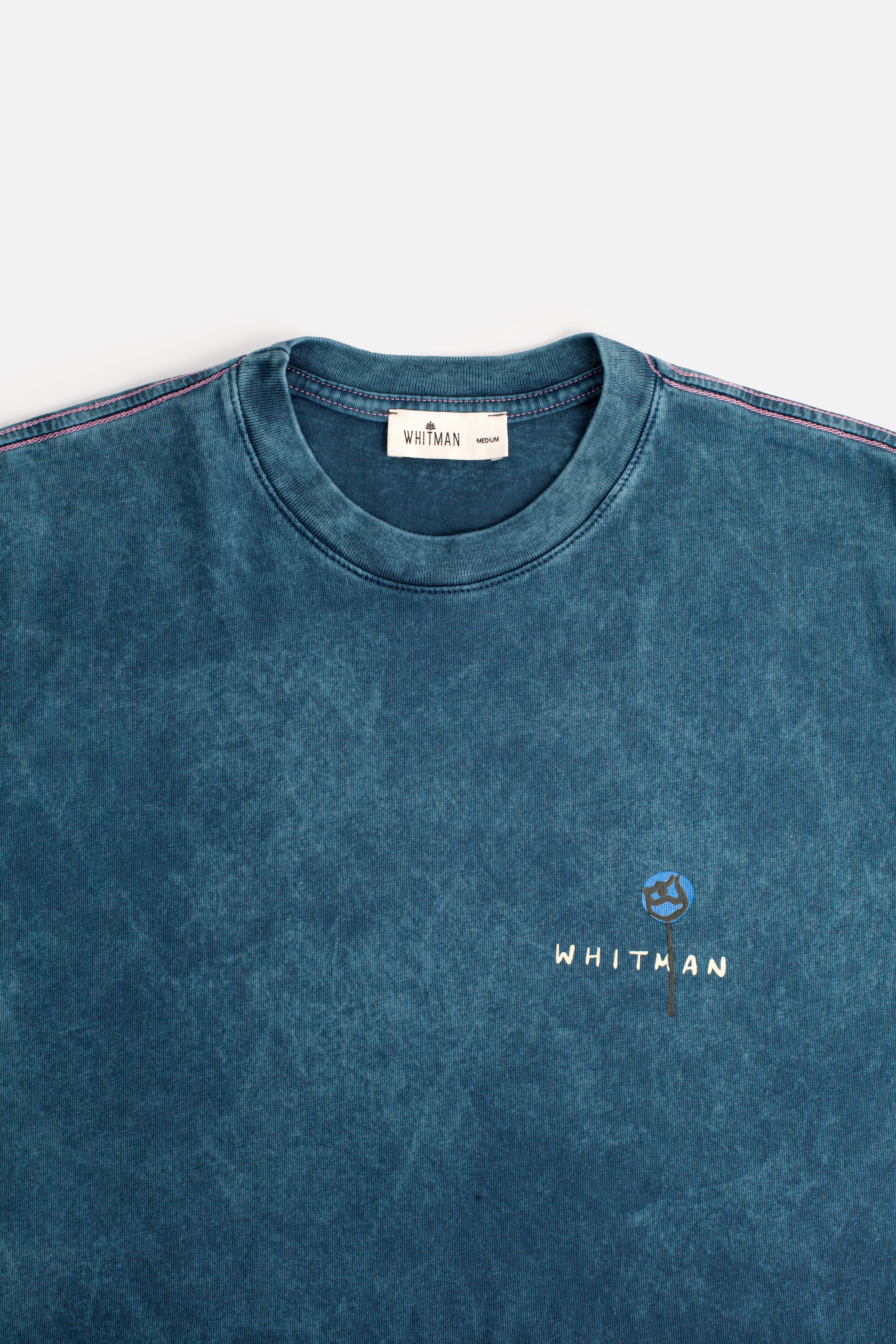 Playera H Botánico Azul Estampada