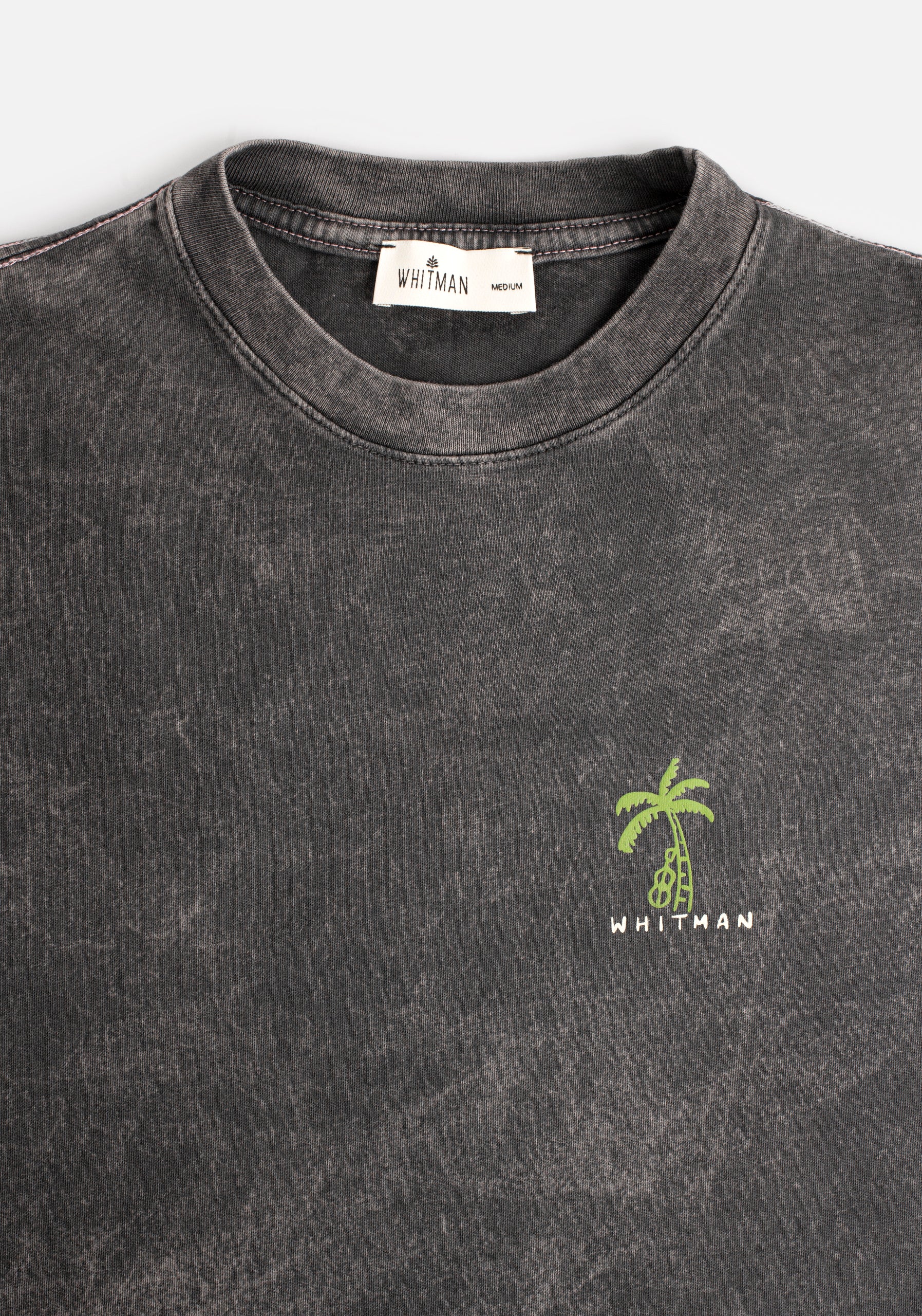 Playera H Caribe Garment Dyed Negro Estampada
