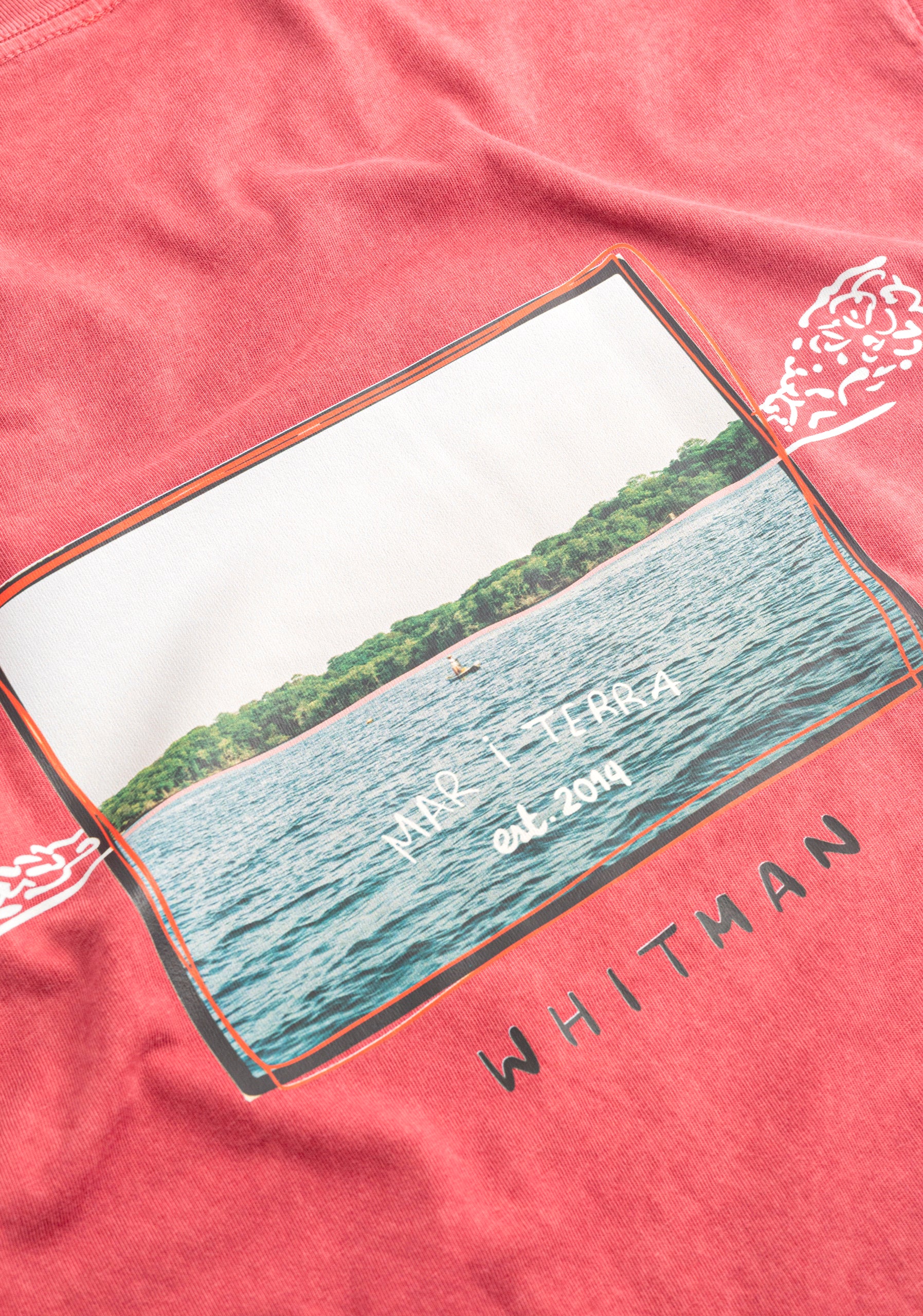 Playera H Paradise Garment Dyed Coral Estampada