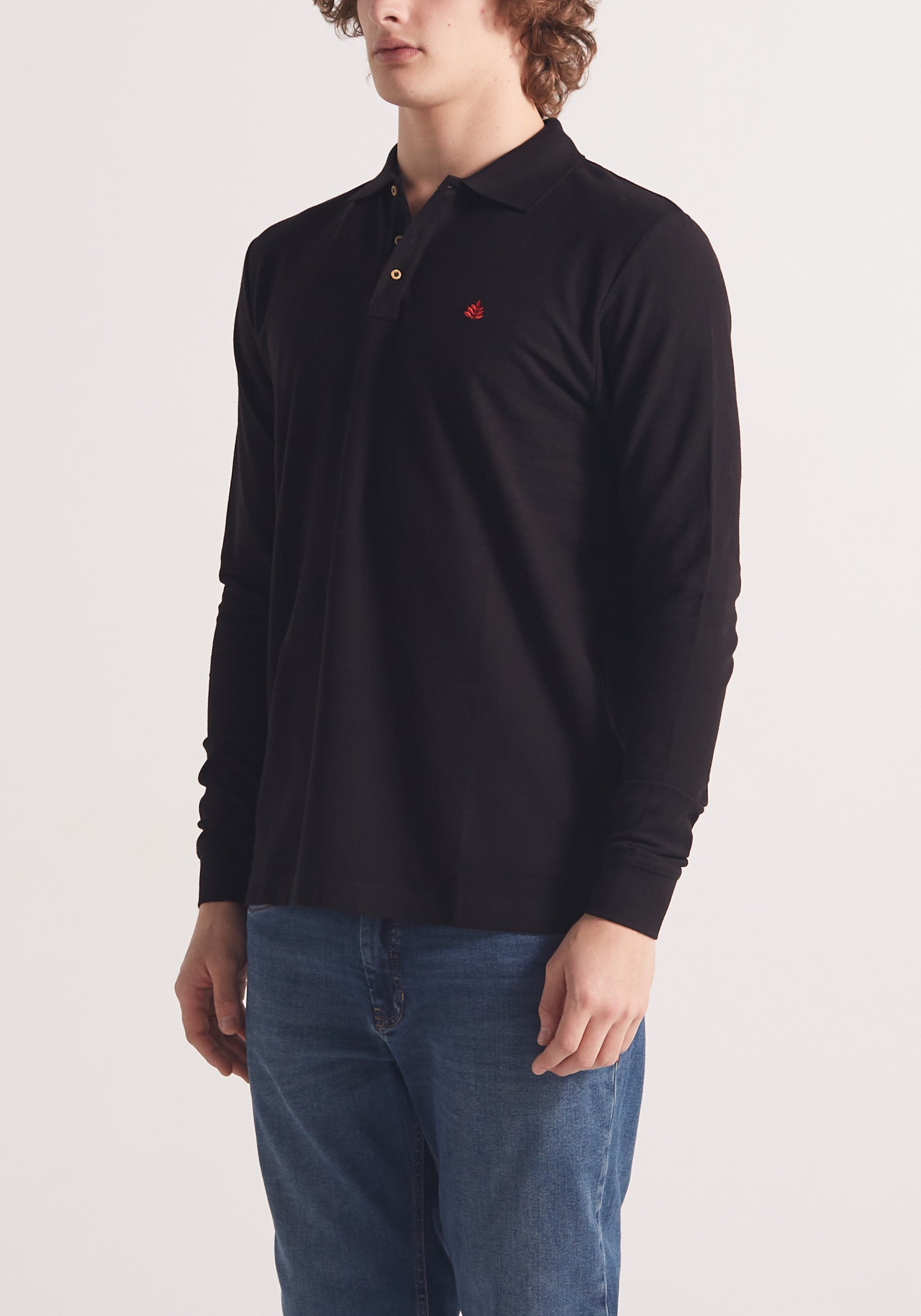 Playera Tipo Polo Negro L-Roj