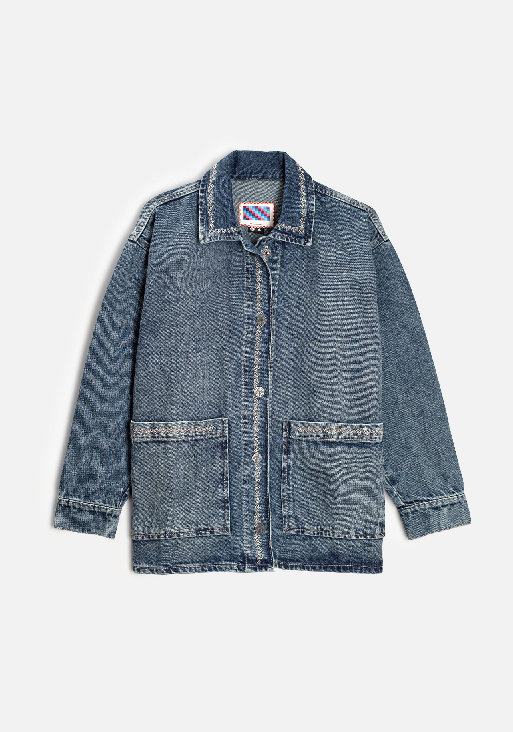 Chamarra M Violetta Denim Bord Azul Medio