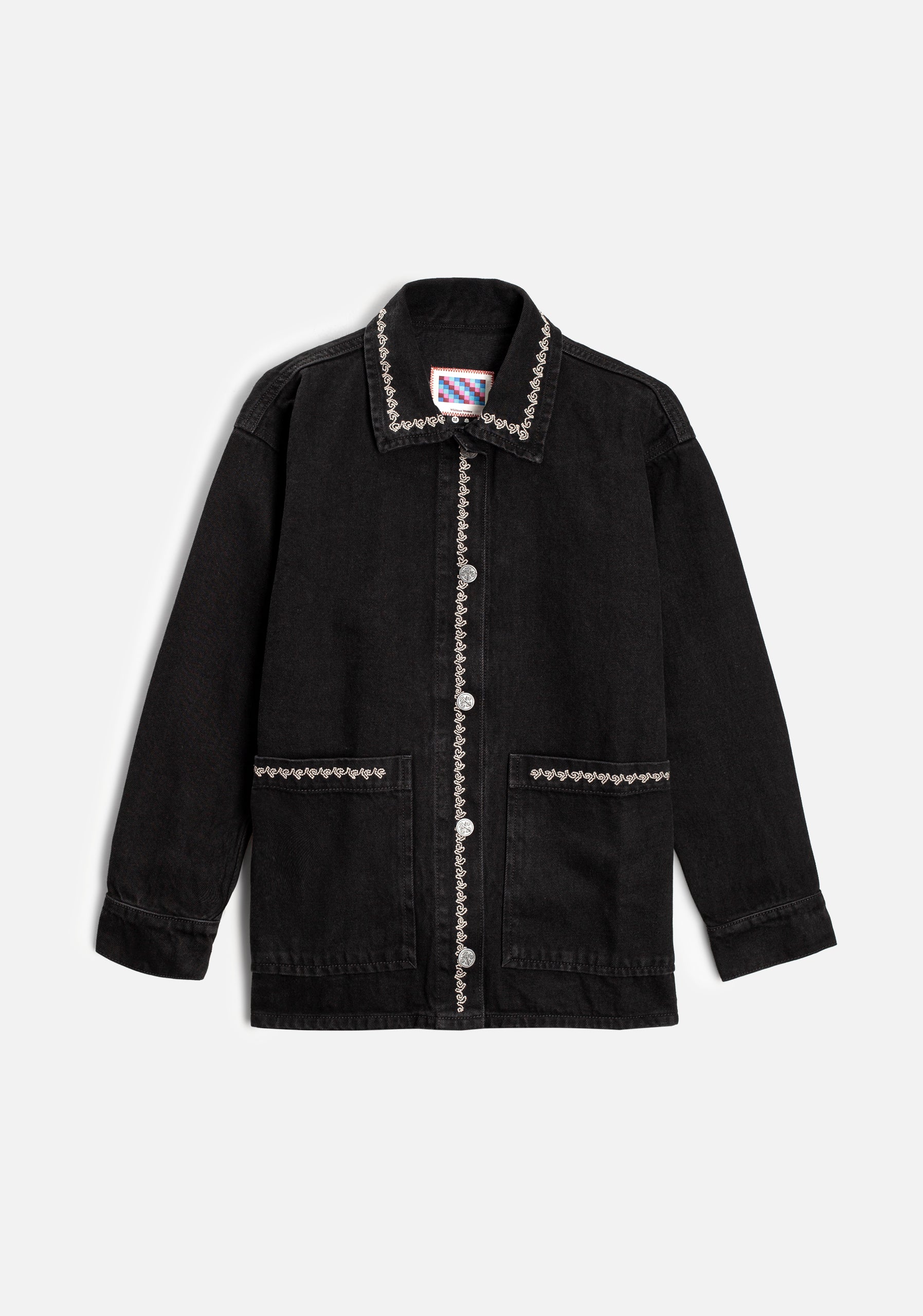 Chamarra M Violetta Denim Bord. Negro