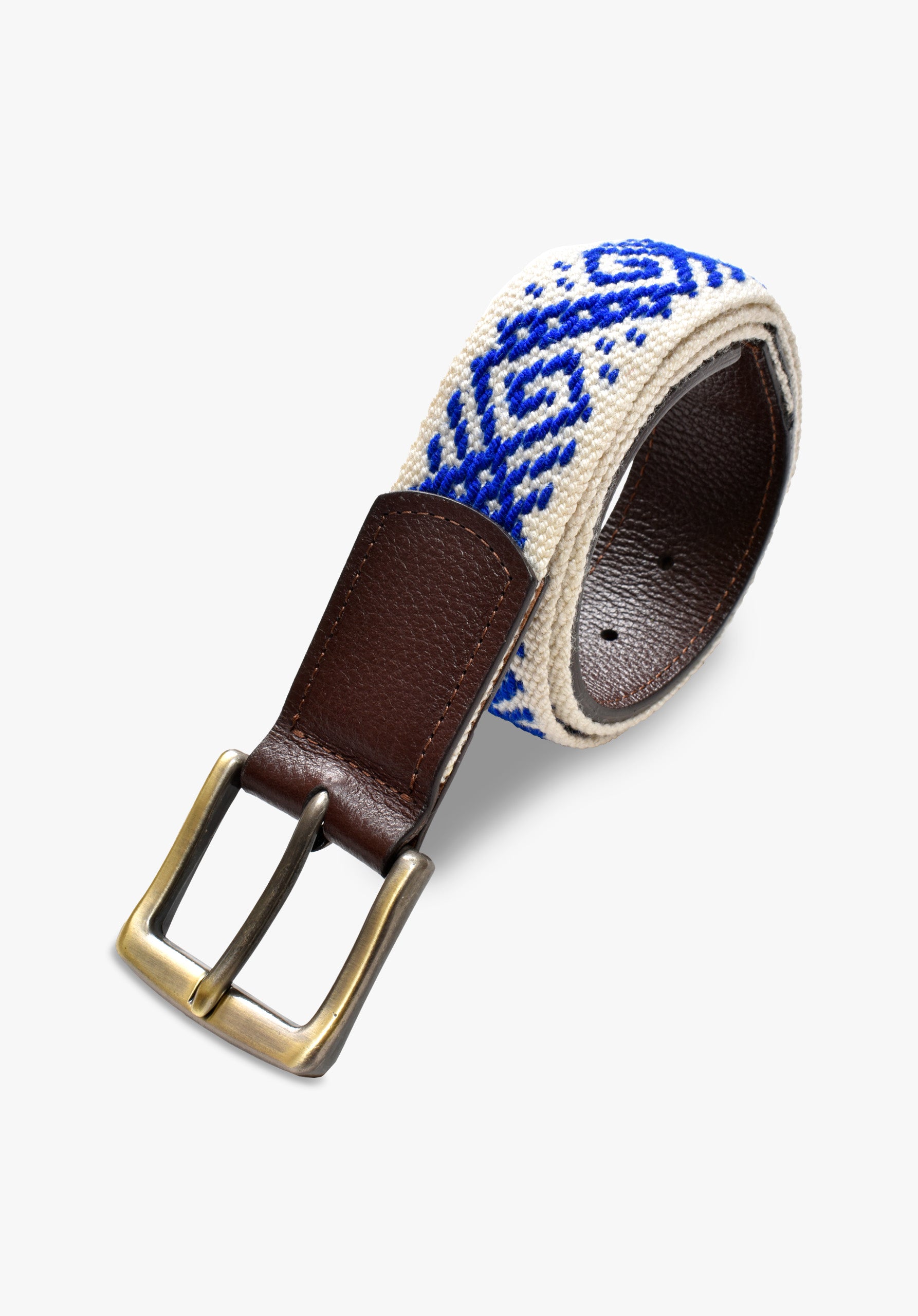 Cinturón Tejido Calvino Beige - Azul