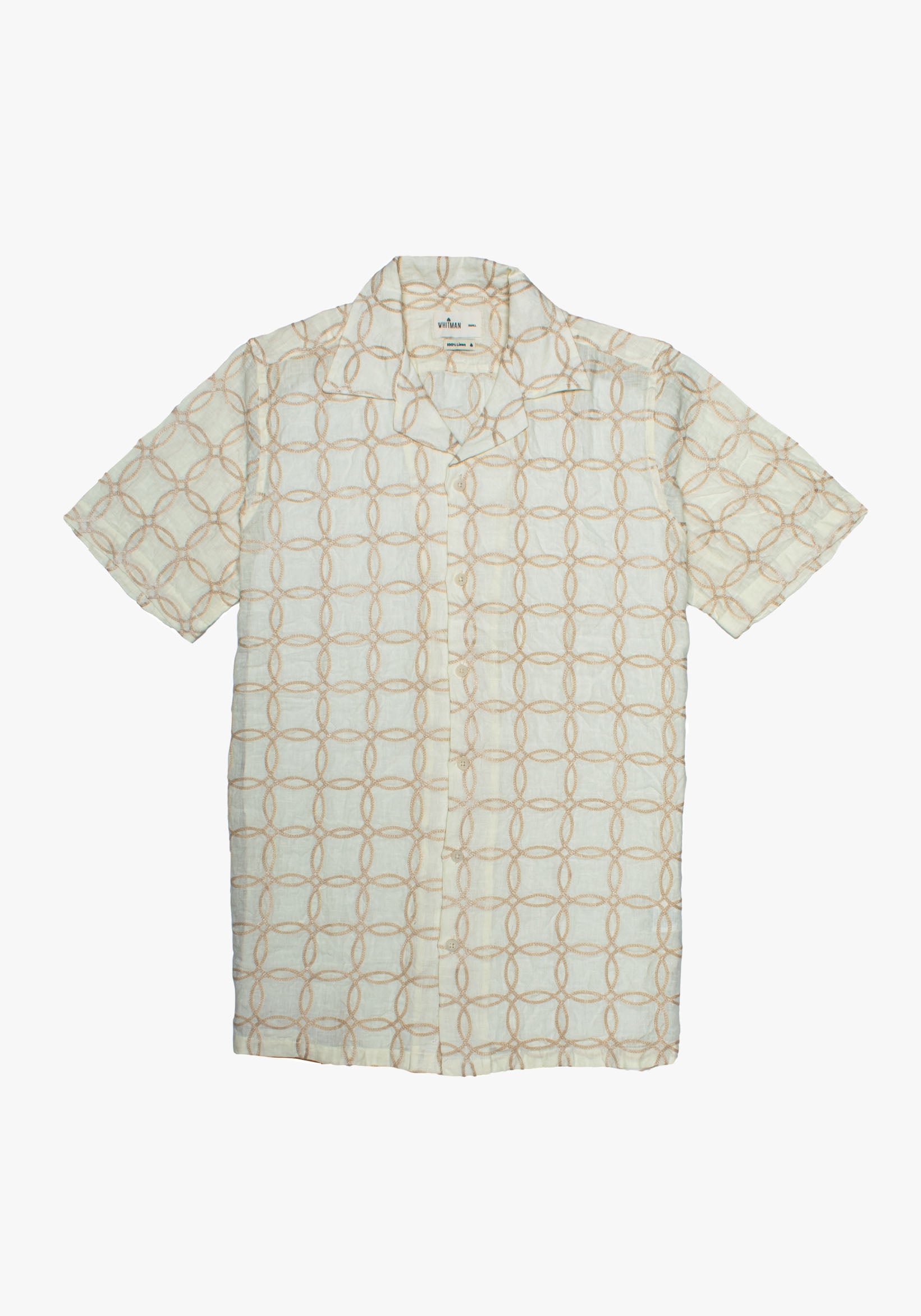 Camisa Cubana Lino Bordado Optico Habano - Beige